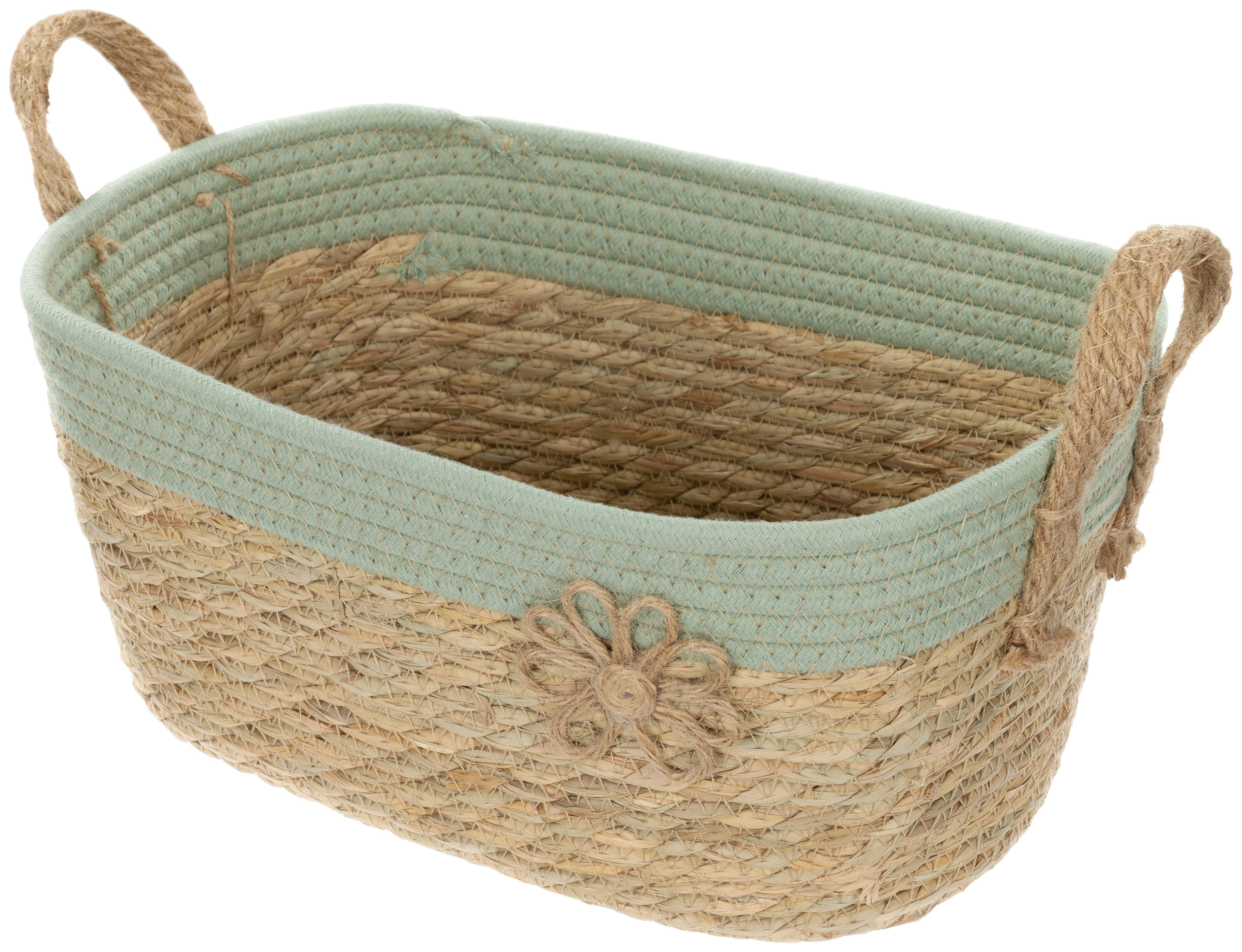 Korb Mou -Paz- - Salbeigrün/Naturfarben, KONVENTIONELL, Naturmaterialien/Textil (35/22/25cm) - James Wood