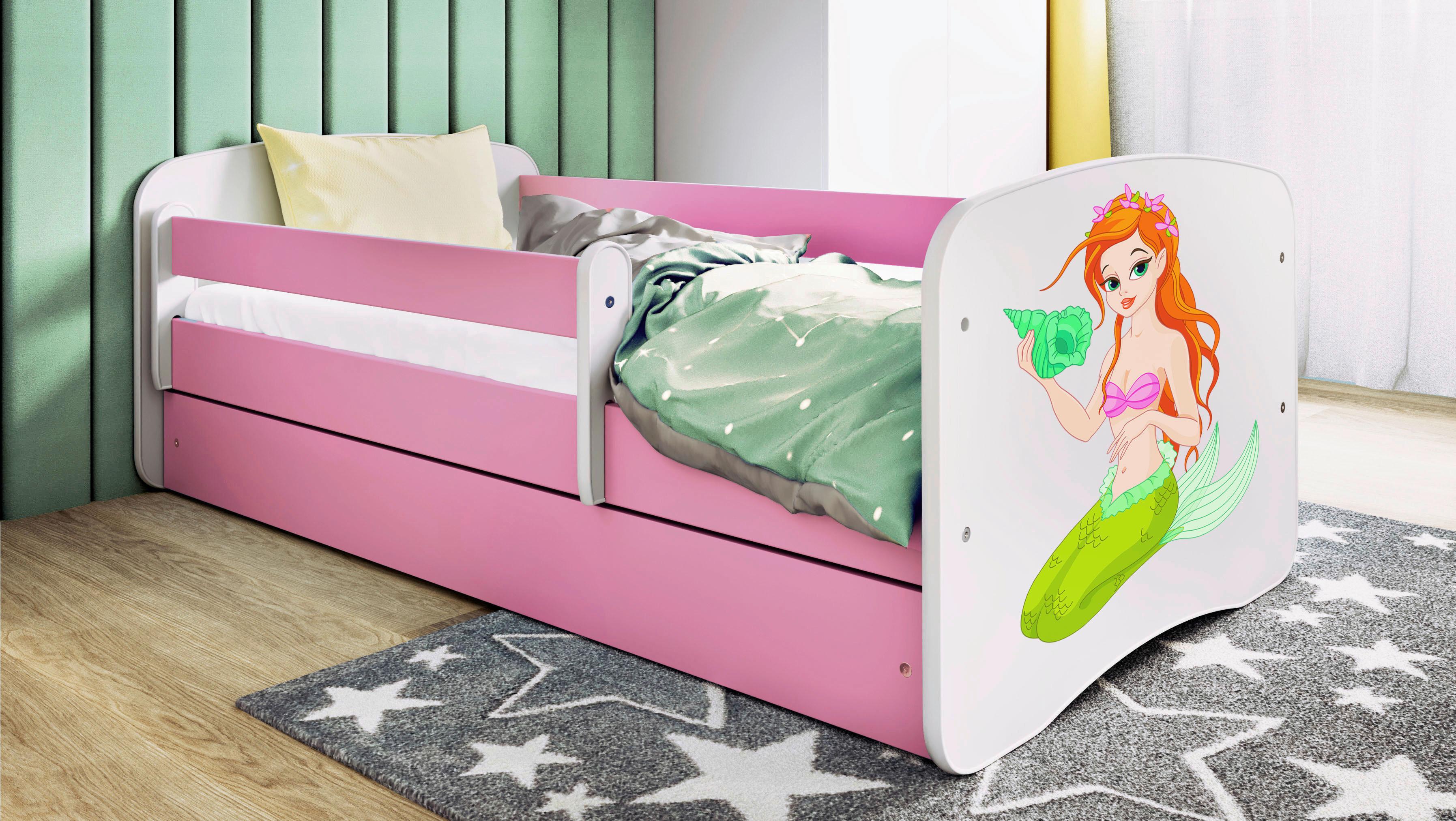 Kinder-/Juniorbett Babydreams inkl. Matratze 80x160 - Pink/Birkefarben, MODERN, Holz/Holzwerkstoff (80/160cm) - MID.YOU