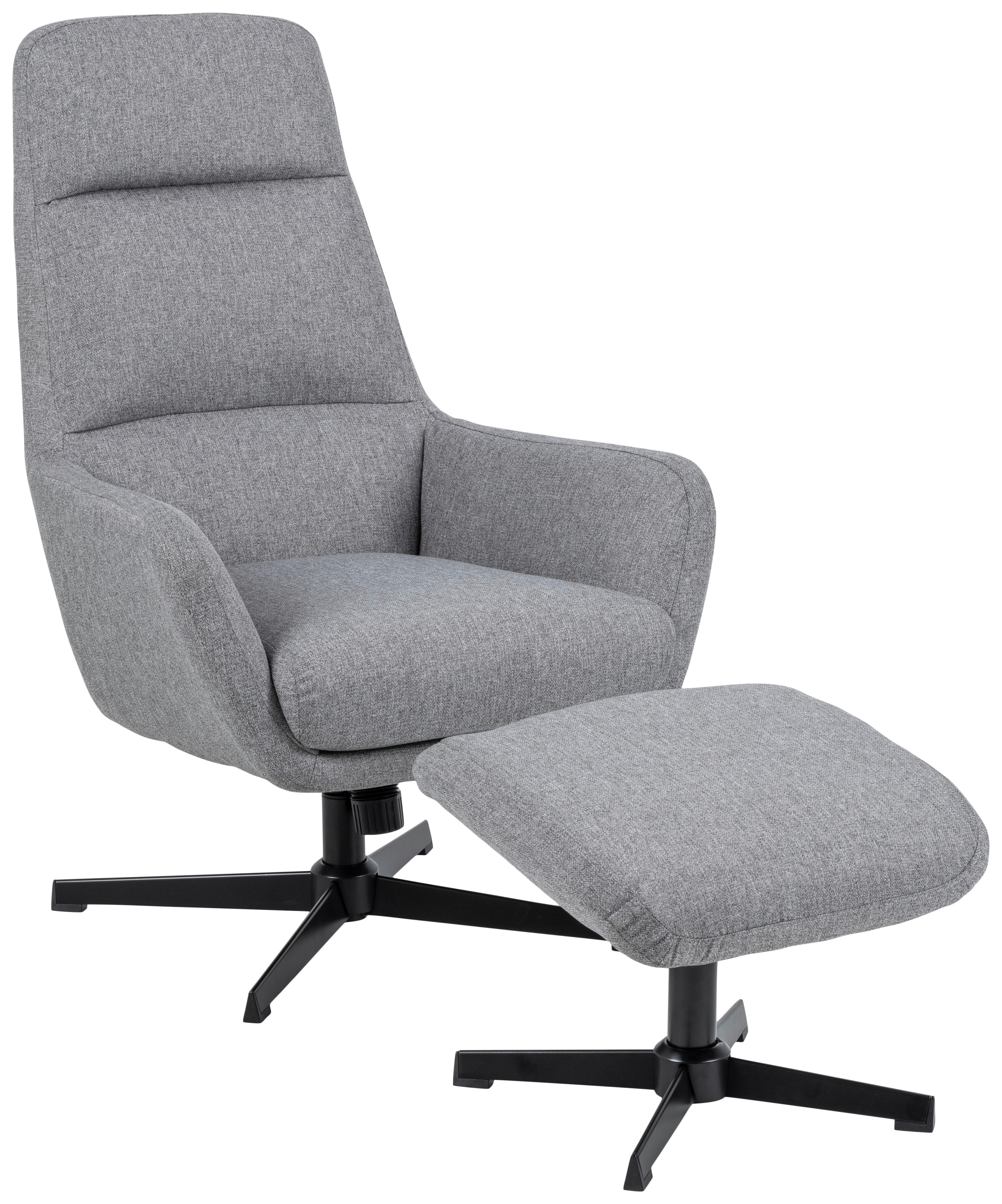 Relaxačné Kreslo S Podnožou Trafford - čierna/svetlosivá, Moderný, kov/textil (70/103,5/122cm) - Livetastic