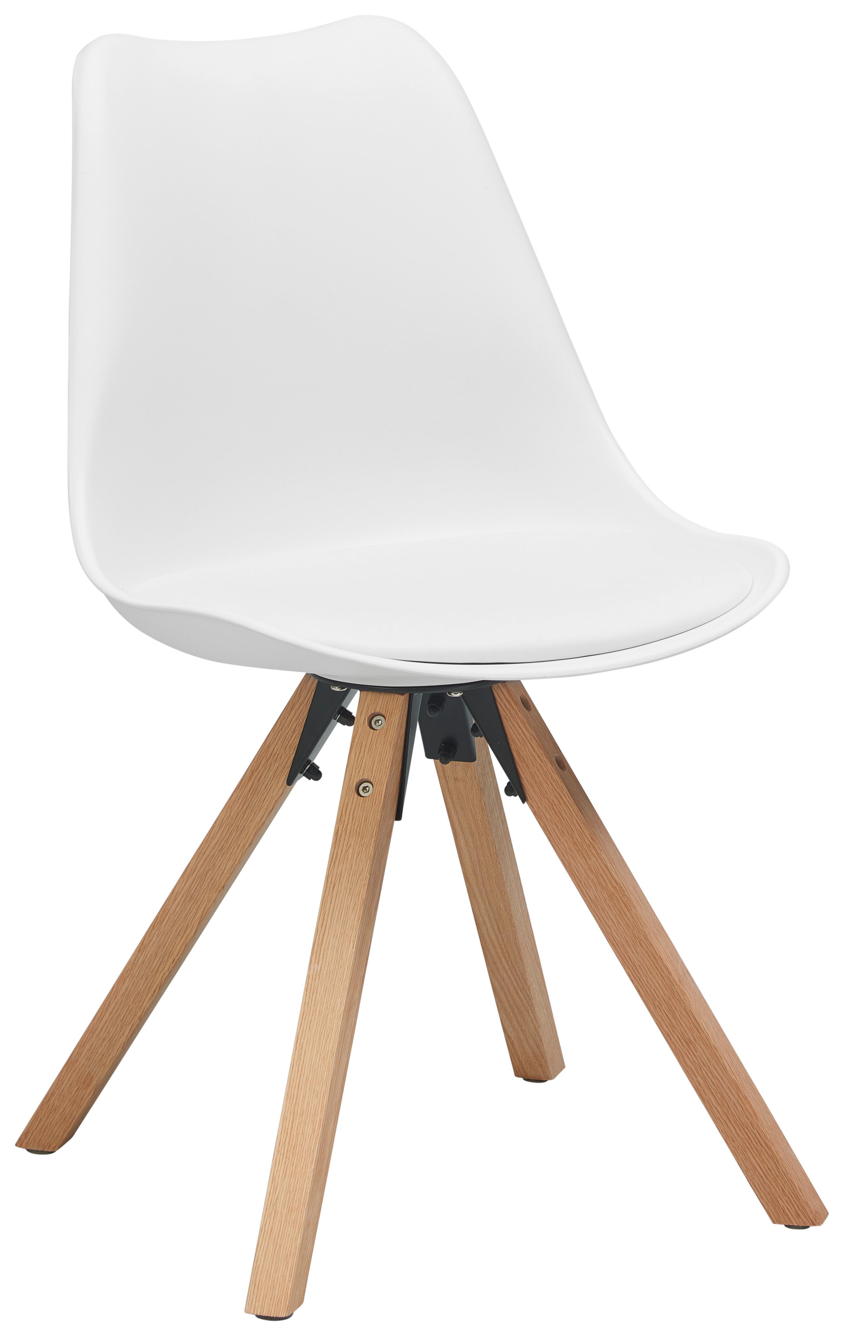 Schalenstuhl Vilnius Weiß - Weiß/Naturfarben, LIFESTYLE, Holz/Kunststoff (48,5/84/55cm) - MID.YOU
