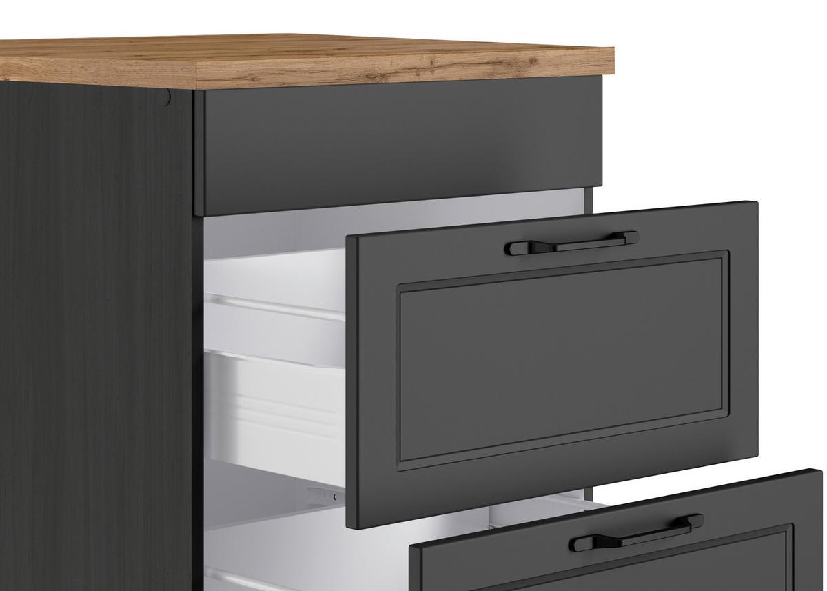 Kochfeldumbauschrank Meran B: 60 cm Grau/Eiche Dekor - Eiche Wotan/Grau, LIFESTYLE, Holzwerkstoff (60/86/60cm) - Held