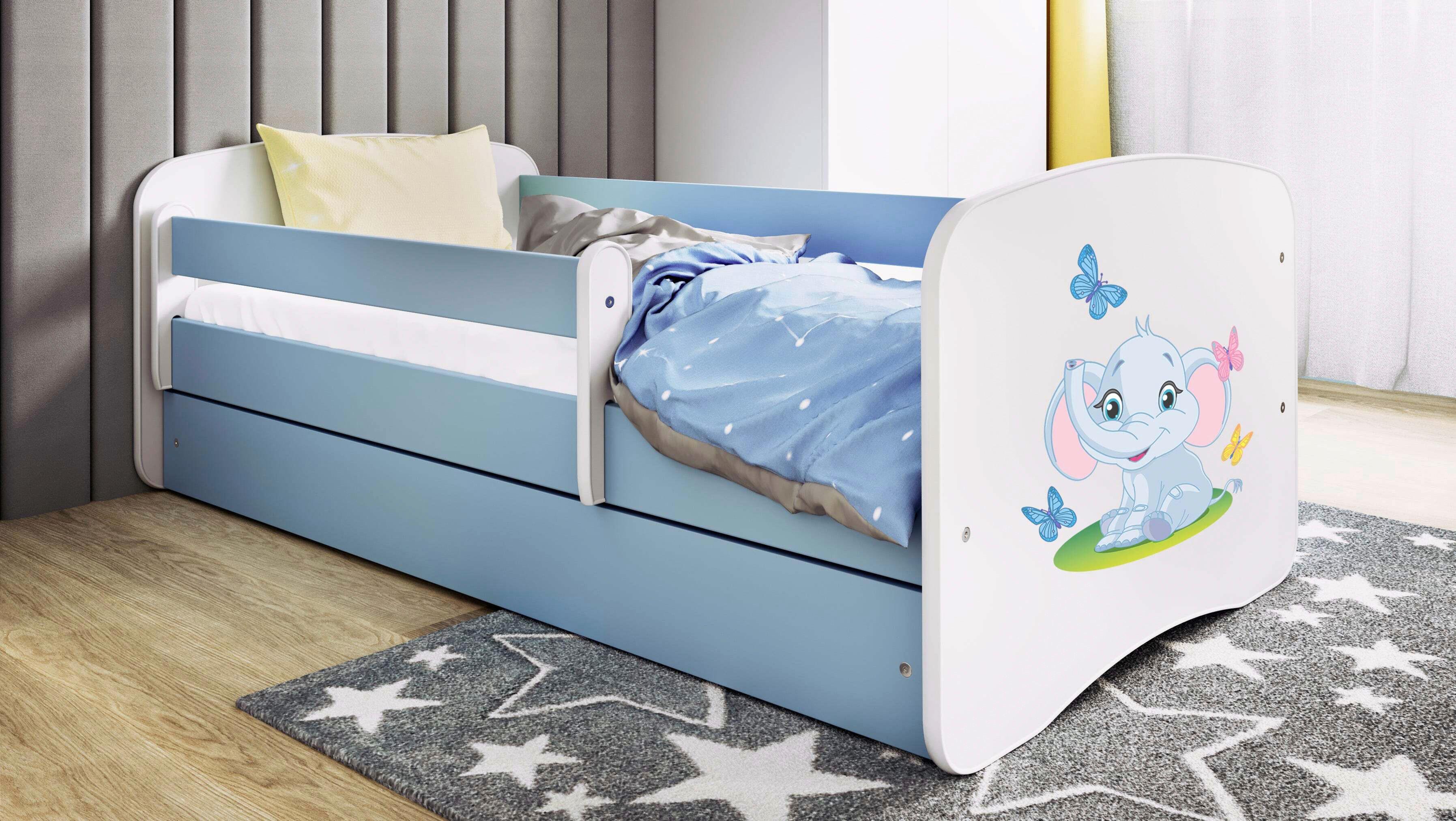 Kinder-/Juniorbett Babydreams Inkl. Matratze 80x160 - Blau/Birkefarben, MODERN, Holz/Holzwerkstoff (80/160cm) - MID.YOU