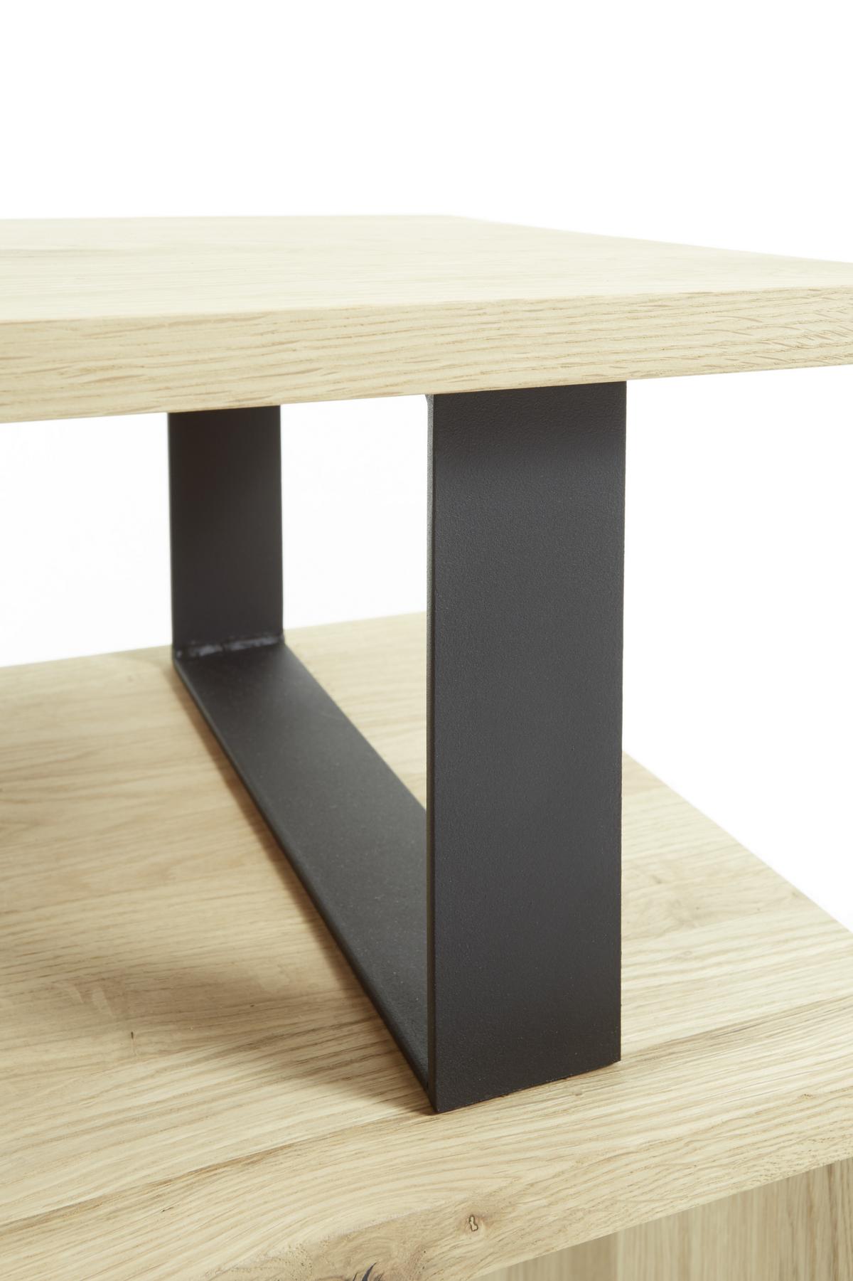 Konzolový stůl dub masiv LUCIO - černá/barvy dubu, Natur, kov/dřevo (80/35/92cm) - MID.YOU
