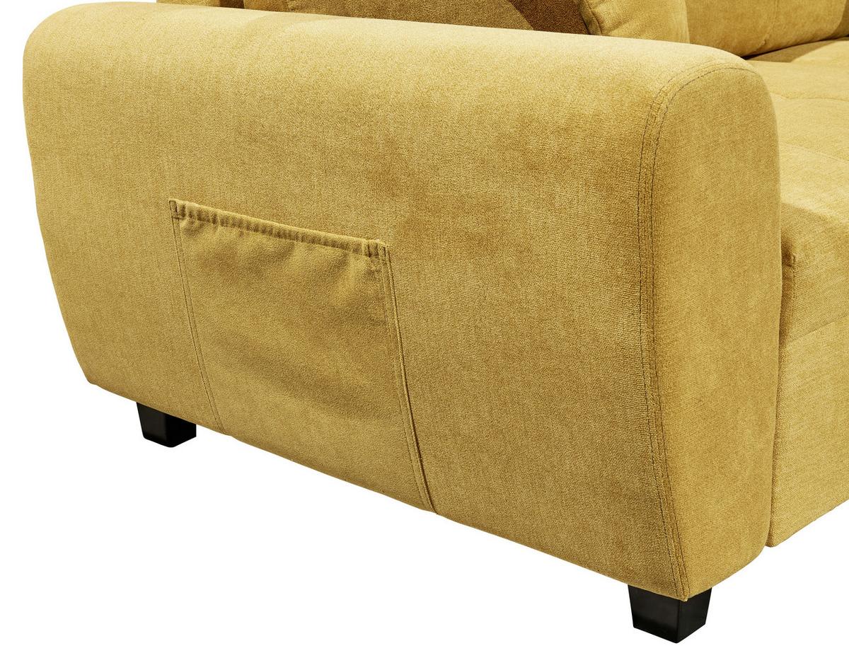 Ecksofa Inkl. Kissen Und Hocker Lea, Polyester-Nylon - Gelb/Schwarz, Basics, Holzwerkstoff/Textil (248/176cm) - MID.YOU