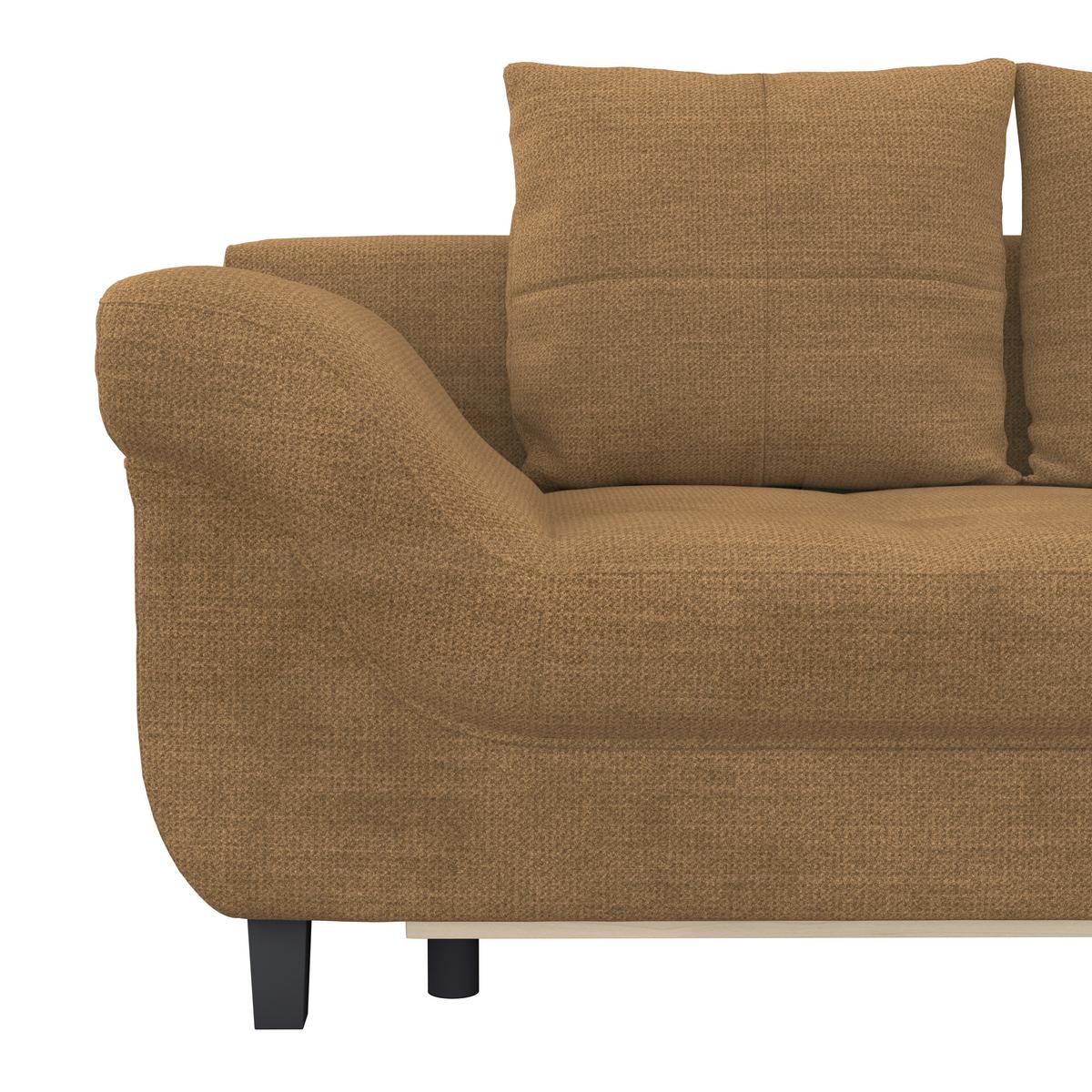 Ecksofa Mit Schlaffunktion Mendoza New Chenille 309x197cm - Rostfarben/Schwarz, KONVENTIONELL, Textil (309/197cm) - Ondega