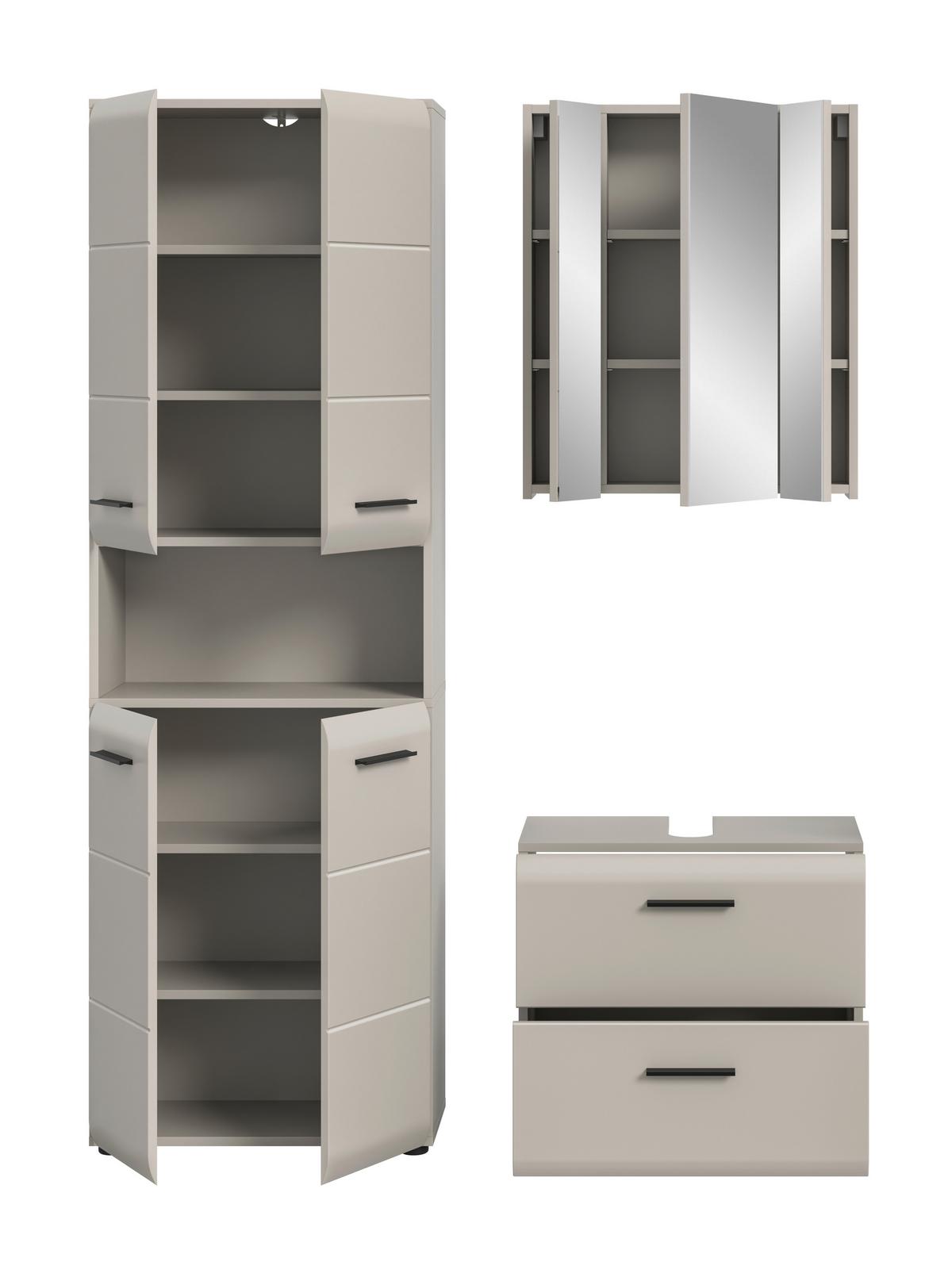 Badezimmer Ice Kaschmir B: 120cm - Kaschmir/Schwarz, Trend, Glas/Holzwerkstoff (120cm) - MID.YOU