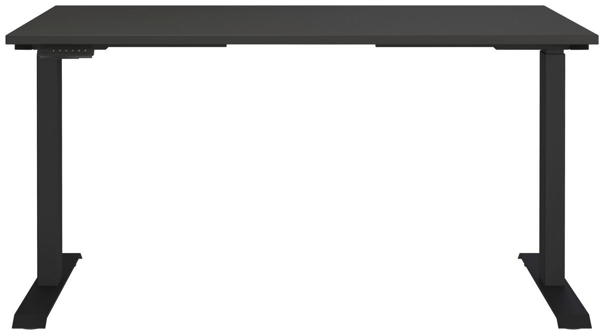 Schreibtisch Schwarz/Graphitfarben L: 140cm - Schwarz/Graphitfarben, MODERN, Holzwerkstoff/Metall (140/80/72-120cm) - Germania