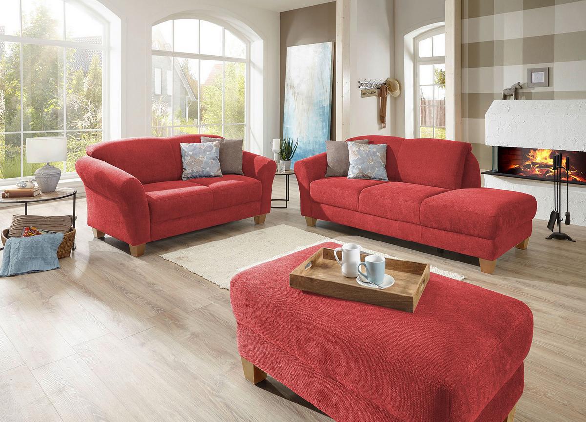 Récamiere Gotland V, Rot B: 194 cm - Rot/Naturfarben, KONVENTIONELL, Textil (194/84/91cm) - Sit & More