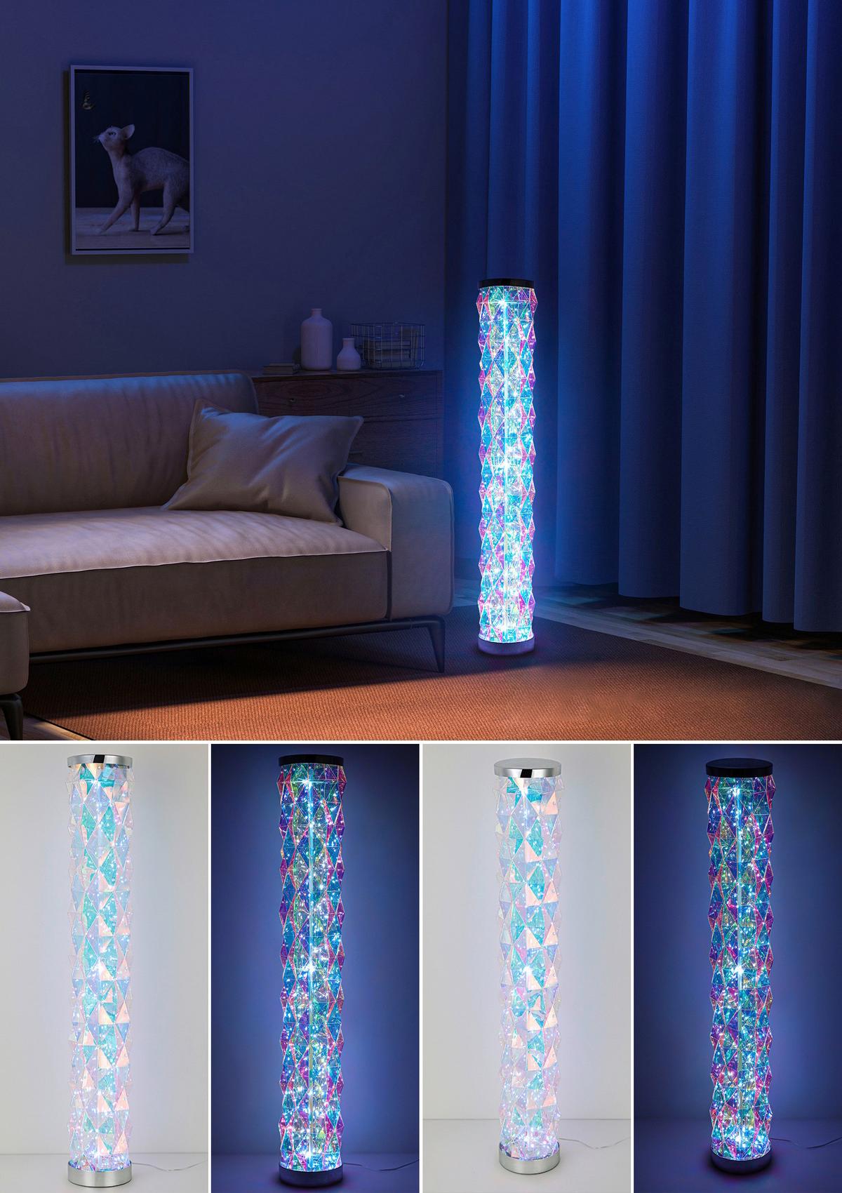 STOJACÍ LED SVÍTIDLO GLORIA - průhledné/barvy chromu, Moderní, plast (17/97,5cm) - Mömax