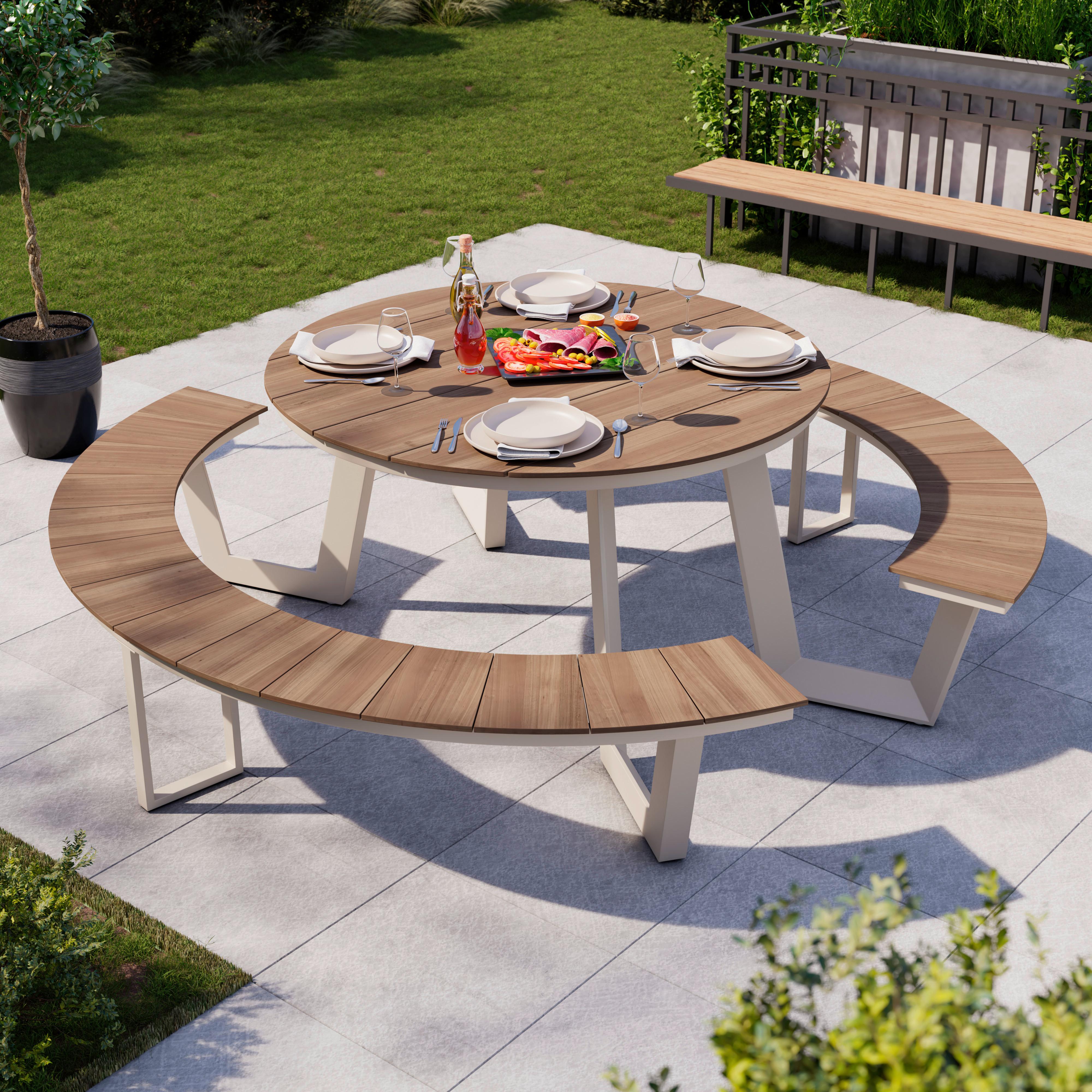 GARTENSET WELLINGTON - Hellgrau/Naturfarben, MODERN, Kunststoff/Metall (239/75cm) - Beldano