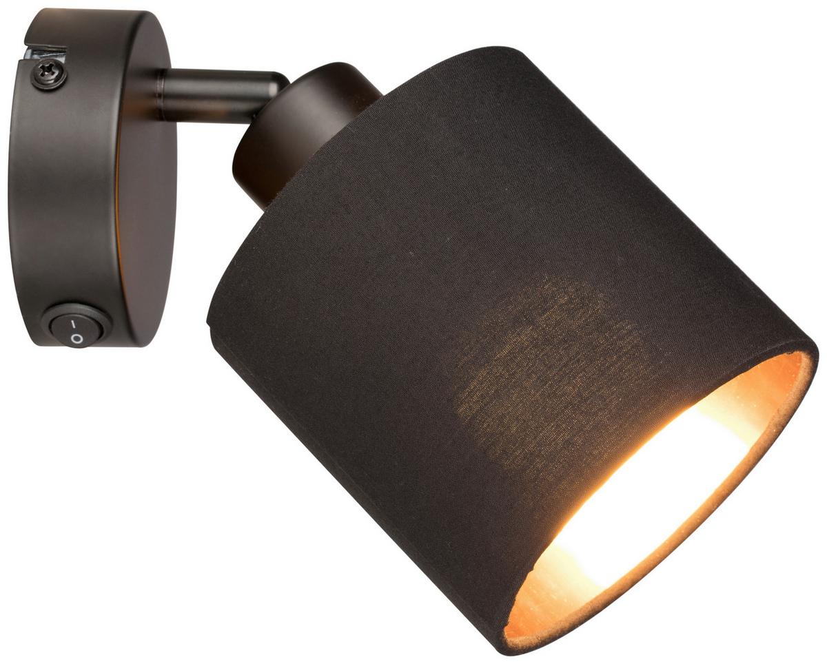Bodové svítidlo Goldi, E14 LED max. 15Watt - černá/barvy zlata, Moderní, kov/textil (16,5/10/20cm) - Mömax