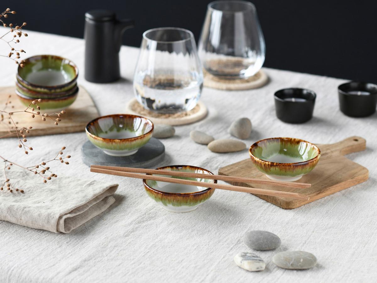 Dipschalenset 6 -teilig. Cascade Steinzeug: Weiß/grün - Weiß/Grün, Design, Keramik - Creatable