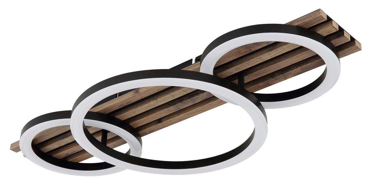 LED-Deckenleuchte Tisha D:30cm Schwarz Weiß Dunkelbraun - Dunkelbraun/Schwarz, Natur, Holzwerkstoff/Kunststoff (30/9,5cm) - Globo