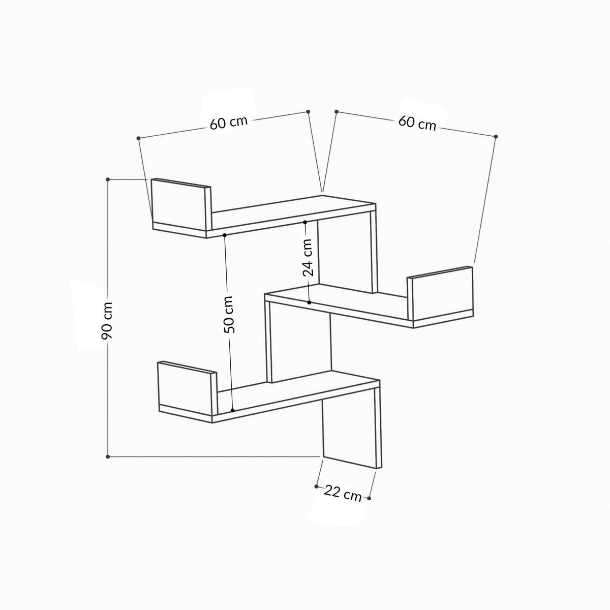 Wandregal Luksa Eckregal - Eichefarben, Design, Holzwerkstoff (60/90/22cm) - Livetastic