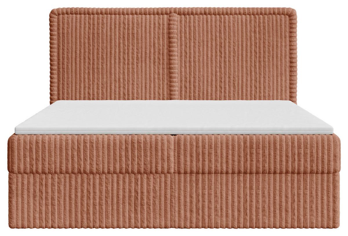 Boxbett Barcelona mit Topper 180x200 - Terracotta/Schwarz, MODERN, Holz/Kunststoff (180/200cm) - Livetastic