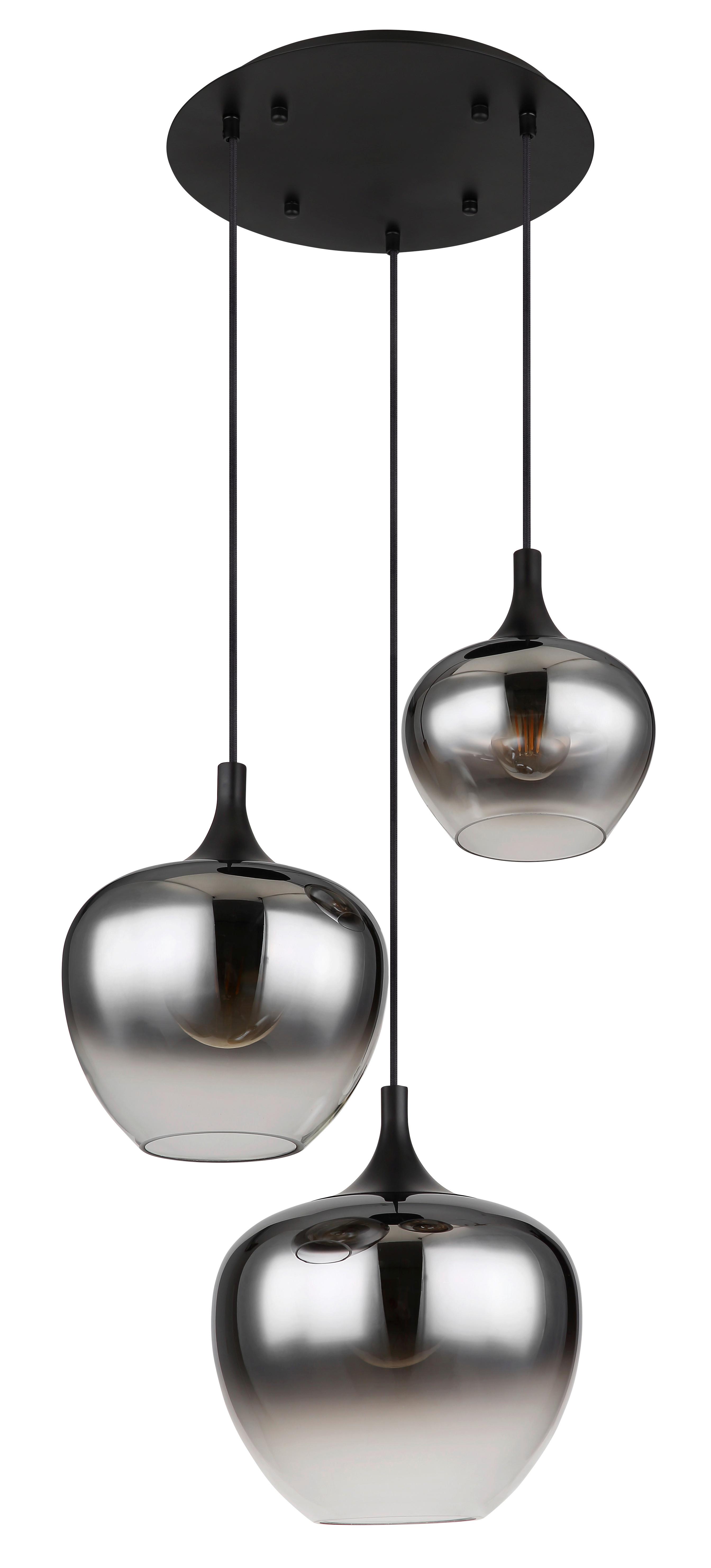 Függőlámpa 15548-3h  Maxy - fekete, Design, üveg/fém (48/120cm) - Globo