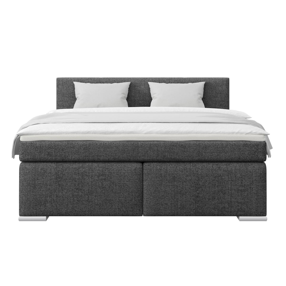 Boxspringbett Mira I Nordic, Lf: 160x200 cm - Alufarben/Graphitfarben, Basics, Textil (160/200cm)
