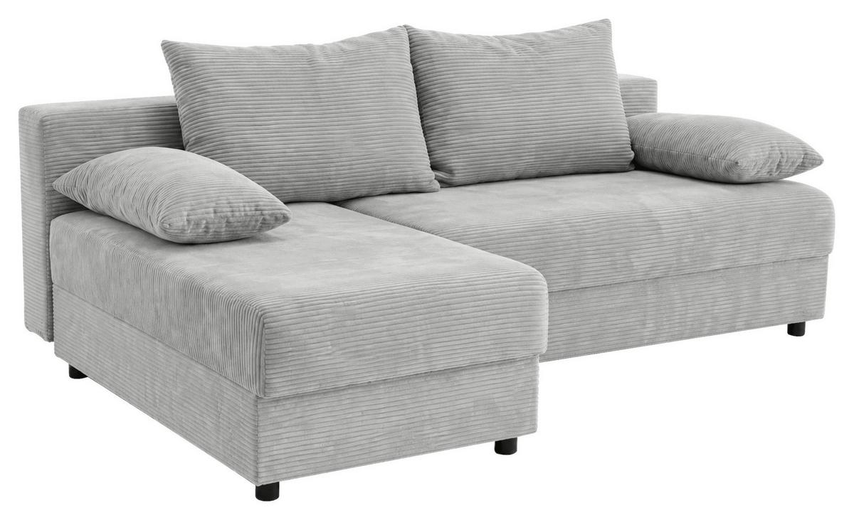 Ecksofa mit Bettfunktion Lima, Grau, 195x140cm - Schwarz/Grau, Trend, Holz/Kunststoff (195/140cm)