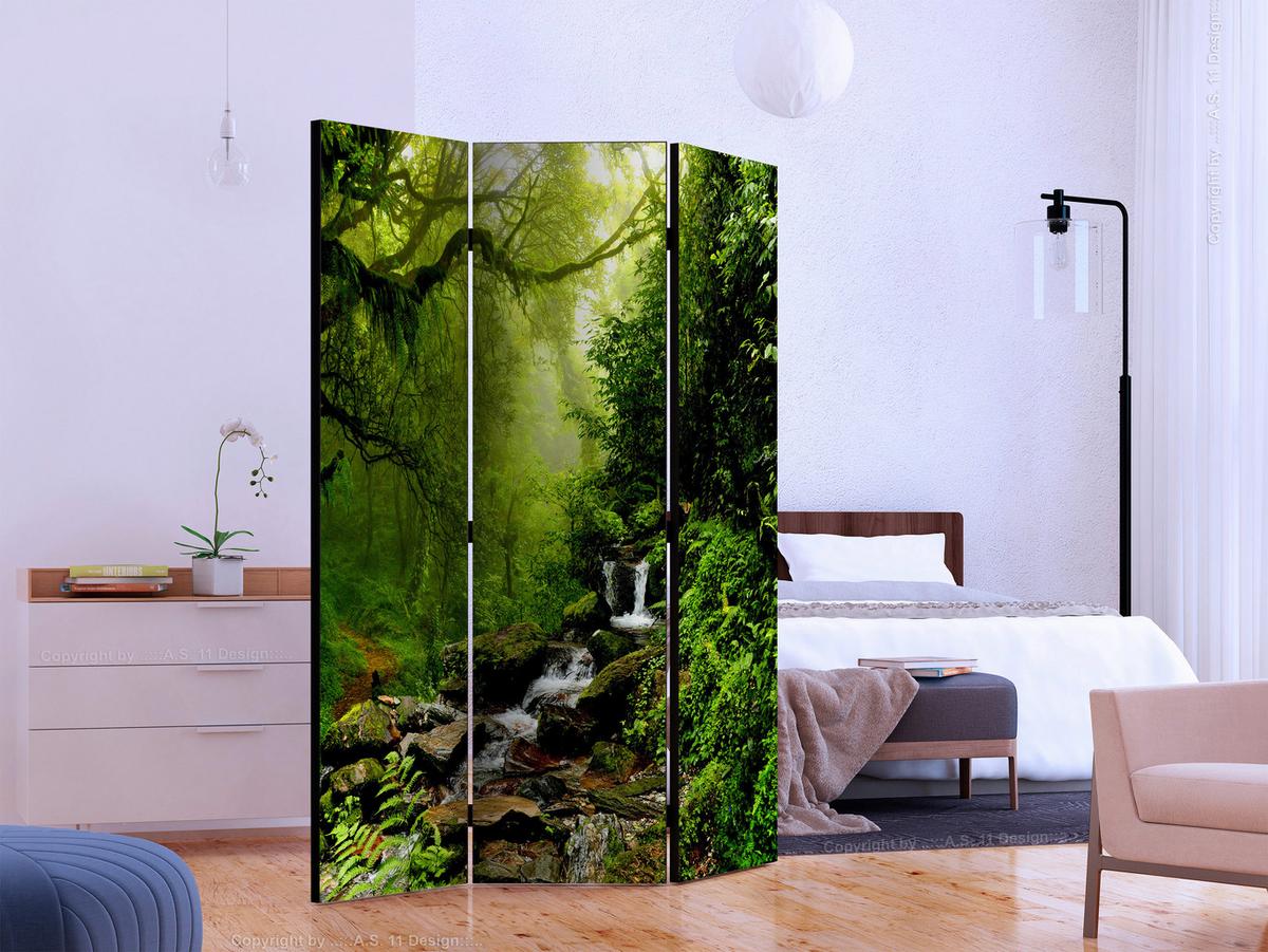 Paravent Grün B: 135 Cm - Dunkelgrün/Grün, Basics, Holz/Textil (135/172/3cm) - artgeist
