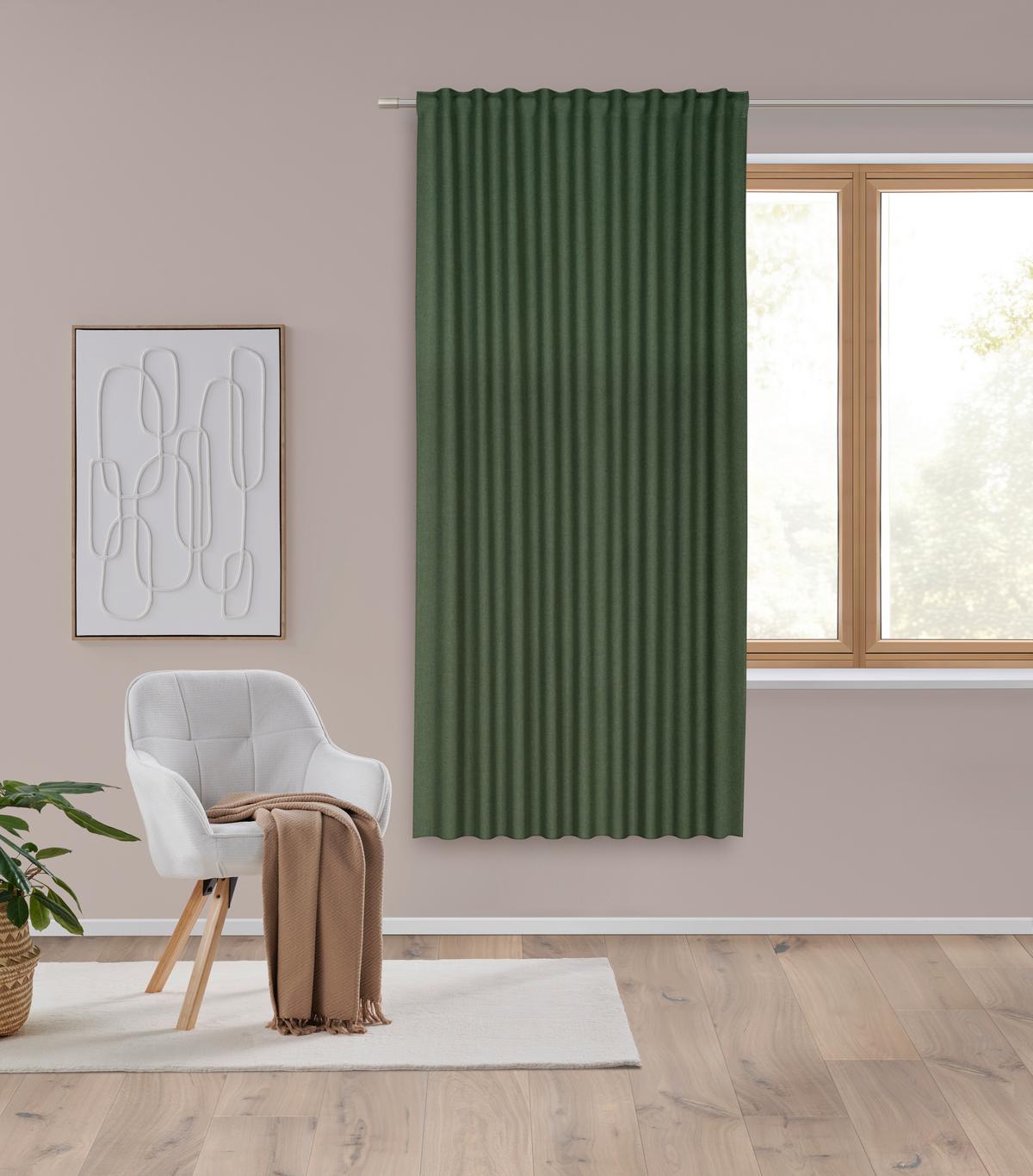 HOTOVÝ ZÁVES ULRICH 175CM - tmavozelená, textil (135/175cm) - Modern Living