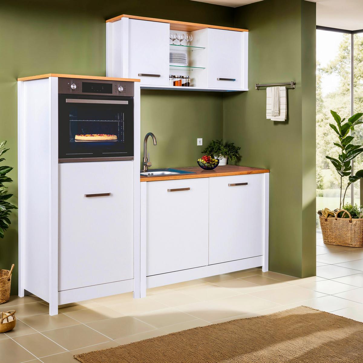 Skrinka na vstavané spotrebiče SAN - biela/dub artisan, Romantik / Landhaus, kov/kompozitné drevo (70/167/60cm) - Mömax