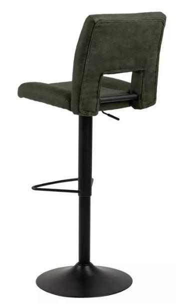 Barhocker höhenverstellbar mit Lehne Sylvia Olivgrün - Schwarz/Olivgrün, Basics, Textil/Metall (41,5/115/52cm) - MID.YOU