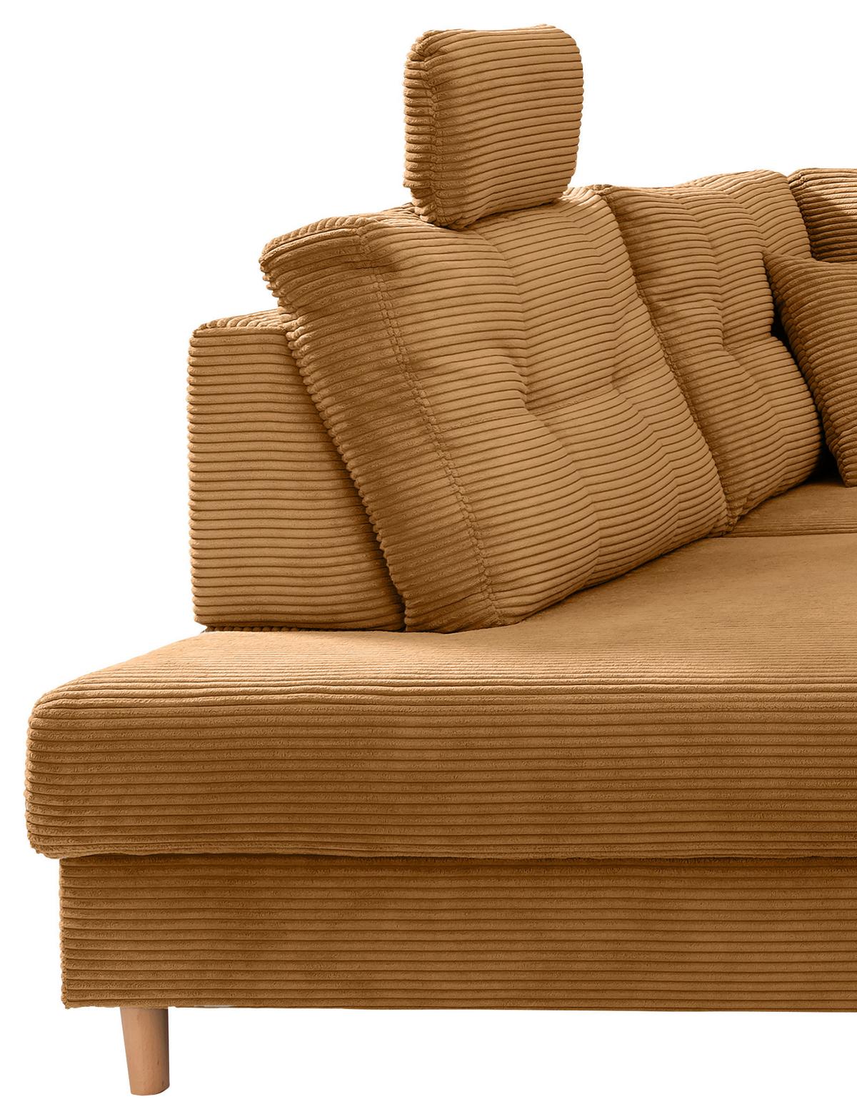 Wohnlandschaft Brizzini mit Schlaffunktion, Goldfarben - Goldfarben/Naturfarben, MODERN, Textil (206/338-352/176cm) - Livetastic