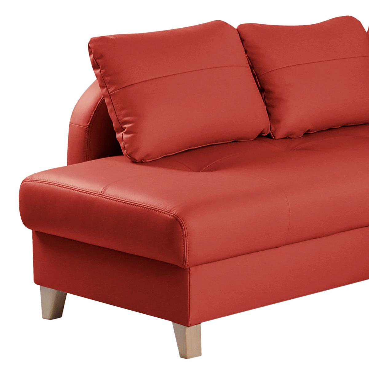 Ecksofa Compact Rot B: 168x227 cm - Buchefarben/Rot, Design, Leder/Textil (168/227cm) - Livetastic