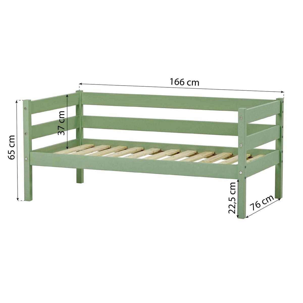Kinder-/juniorbett Grün, Lf: 70x160 Cm - Kieferfarben/Grün, MODERN, Holz (70/160cm) - MID.YOU