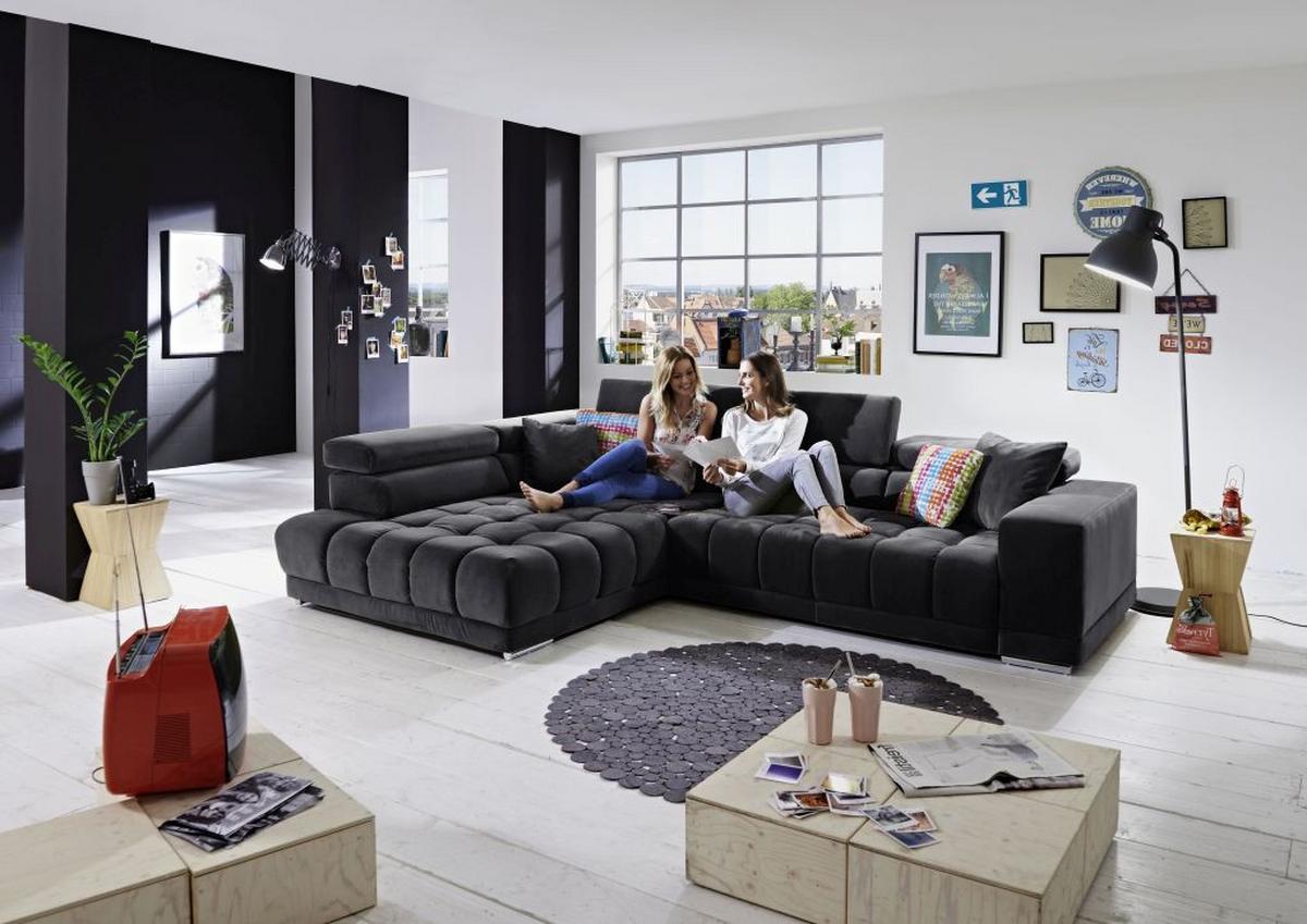 Rohová sedačka IBA, levá, el. polohovatelná, antracitová - antracitová, Lifestyle, kov/textil (222/323cm) - Premium Living