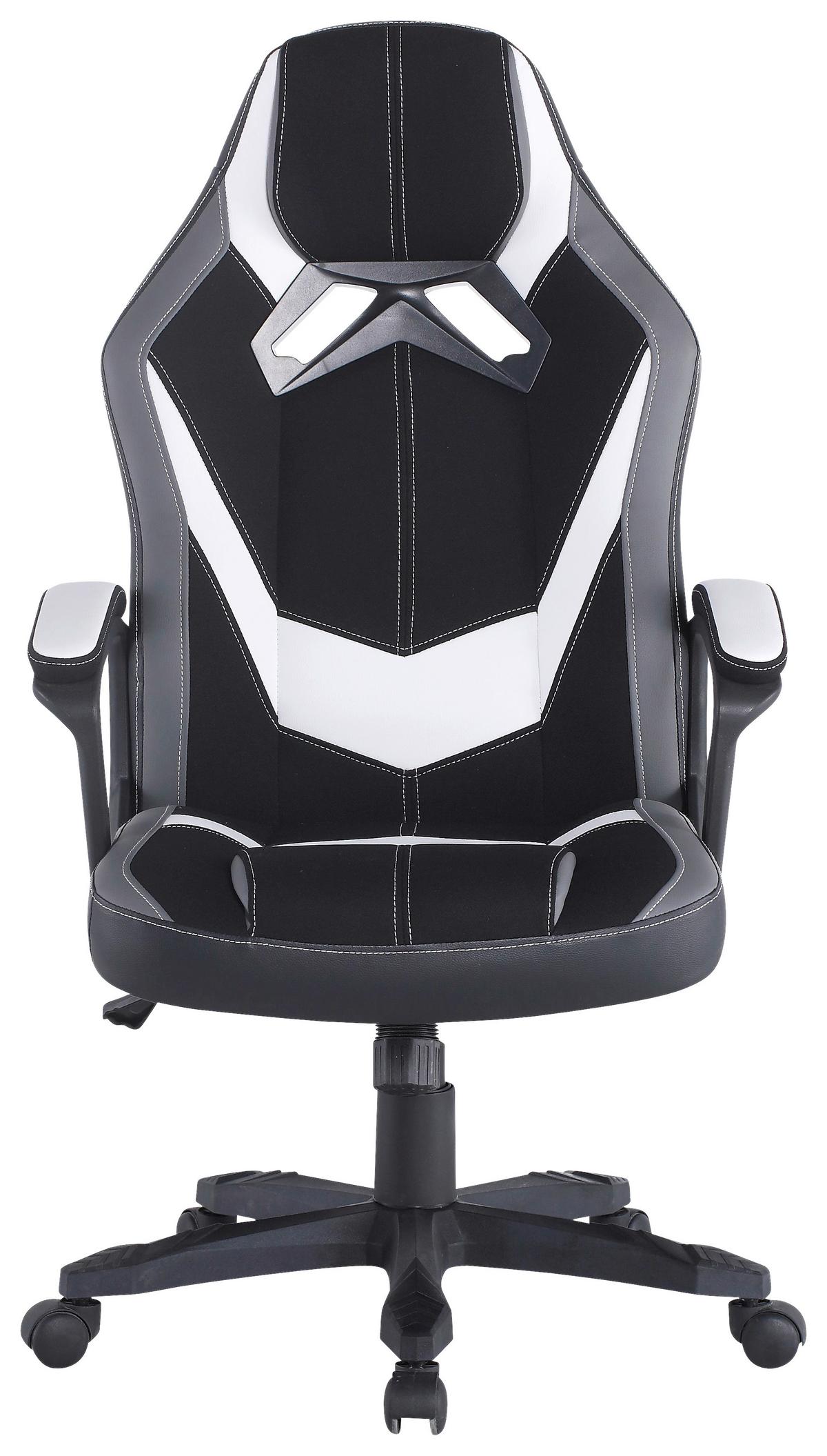 Gaming Stuhl Livetastic Yale Grau/schwarz/weiß - Schwarz/Weiß, Design, Kunststoff/Textil (64,5/112-122/69cm) - Livetastic