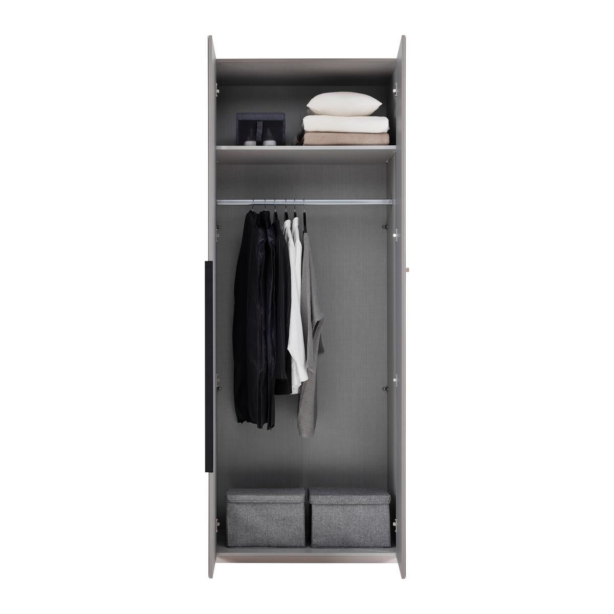 Šatníková skriňa NEW YORK - čierna/sivá, Konventionell, kov/kompozitné drevo (90/236/58cm)