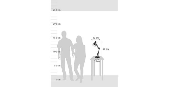 Tischlampe Erich Schwarz Schwenkbar mit Schalter - Schwarz, KONVENTIONELL, Kunststoff/Metall (40/15/59cm) - Ondega