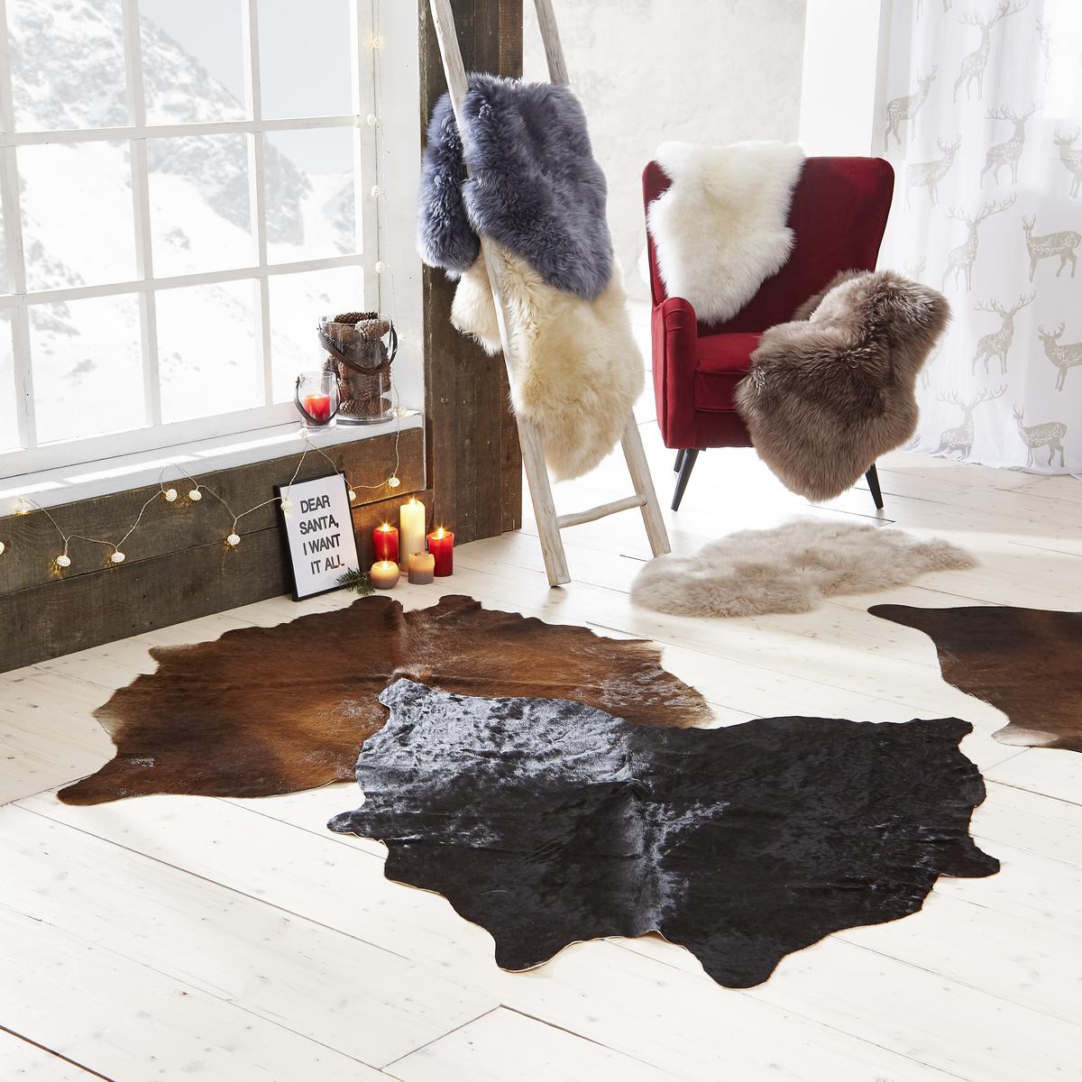 HOVĚZÍ KOŽEŠINA Christoph, 2-4,5m2 - černá/hnědá, Moderní, textil (4,5qm) - Modern Living