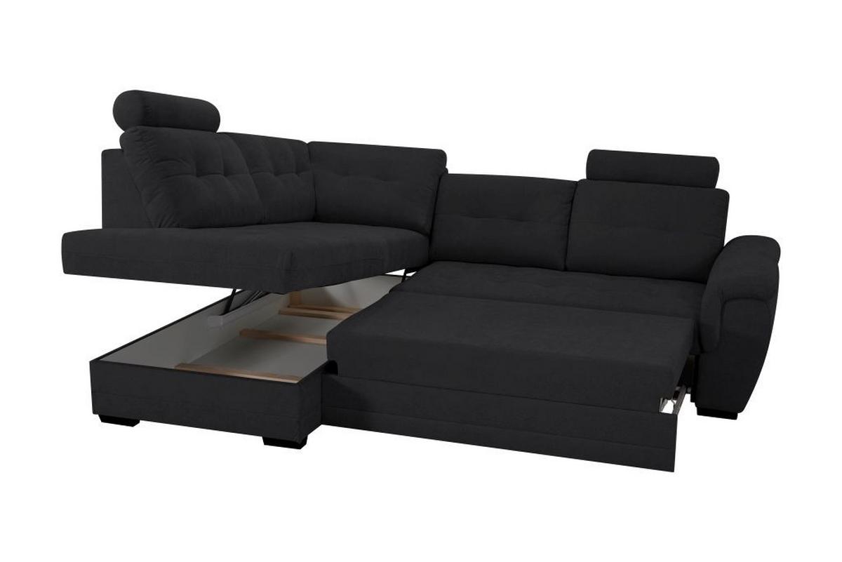 Rohová sedačka FALCO, ľavá, čierna ženilka,2x op.hlavy - čierna, Konventionell, drevo/kompozitné drevo (183/251cm) - Ondega