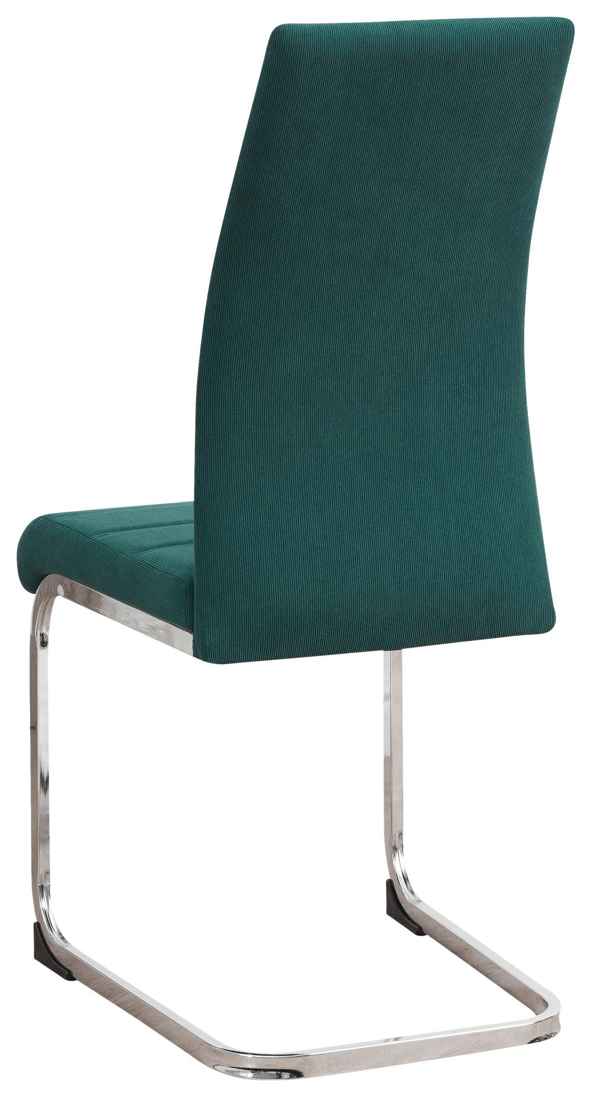 Schwingstuhl Donna Grün Gepolstert - Chromfarben/Grün, KONVENTIONELL, Textil/Metall (42/99/56cm)