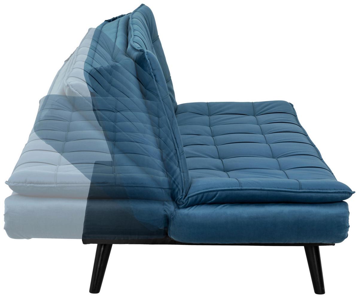3-Sitzer-Sofa Mit Schlaffunktion Tuvalu B: 195cm - Blau/Schwarz, Design, Holz/Textil (195/96/96cm) - MID.YOU