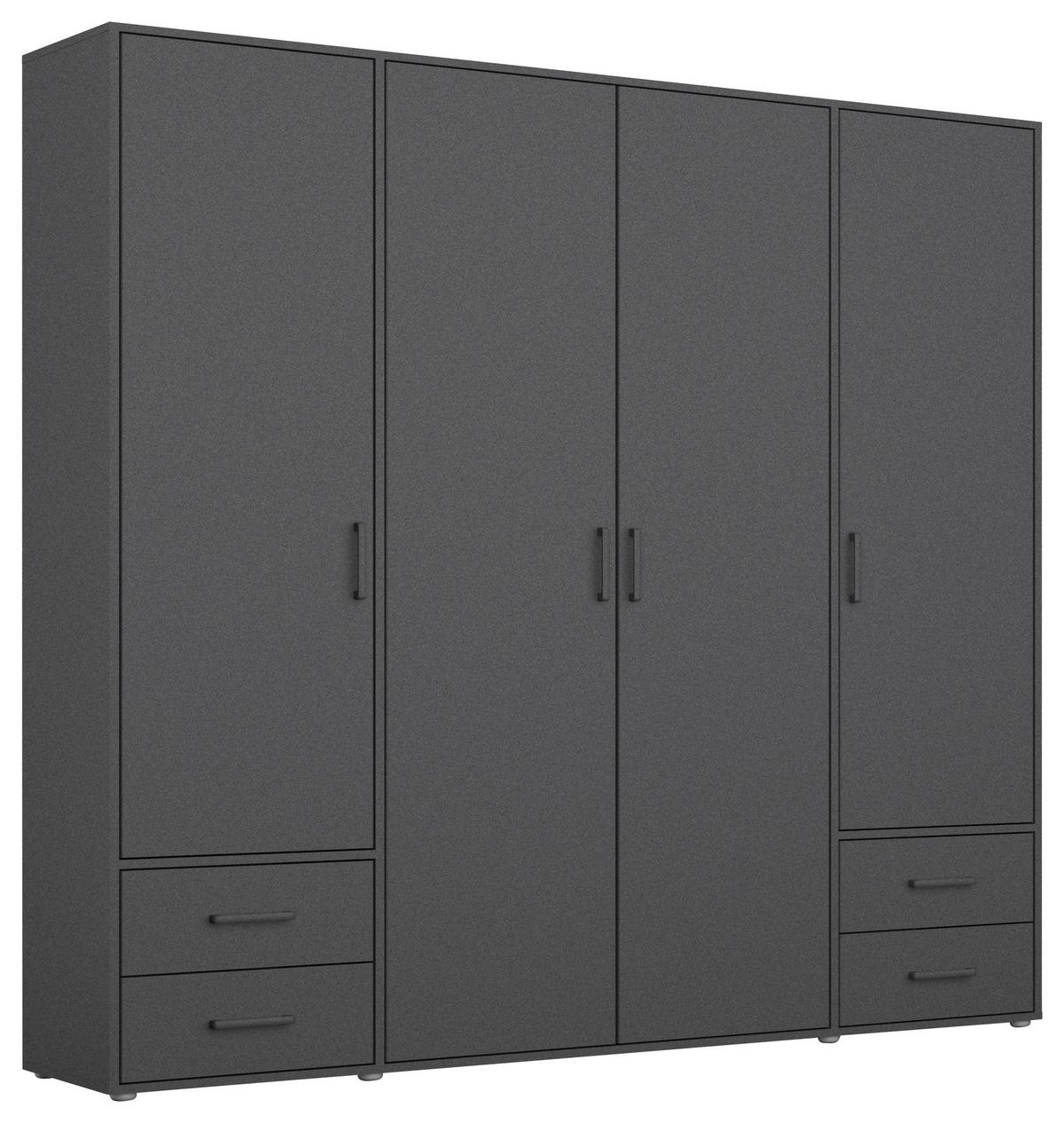 Drehtürenschrank mit Schubladen 187 cm Grau - Grau, MODERN, Holzwerkstoff (187/194/53cm) - Rauch Möbel