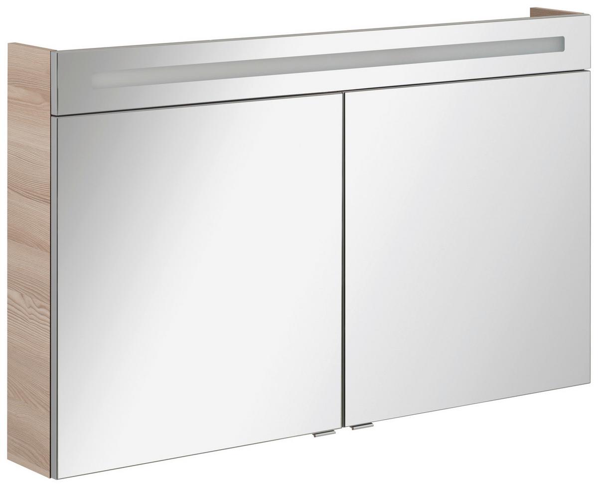 Spiegelschrank B.clever Mit Led 2-Türig Bxhxt: 120x71x16 Cm - Eschefarben, MODERN, Glas/Holzwerkstoff (120/71/16cm) - MID.YOU