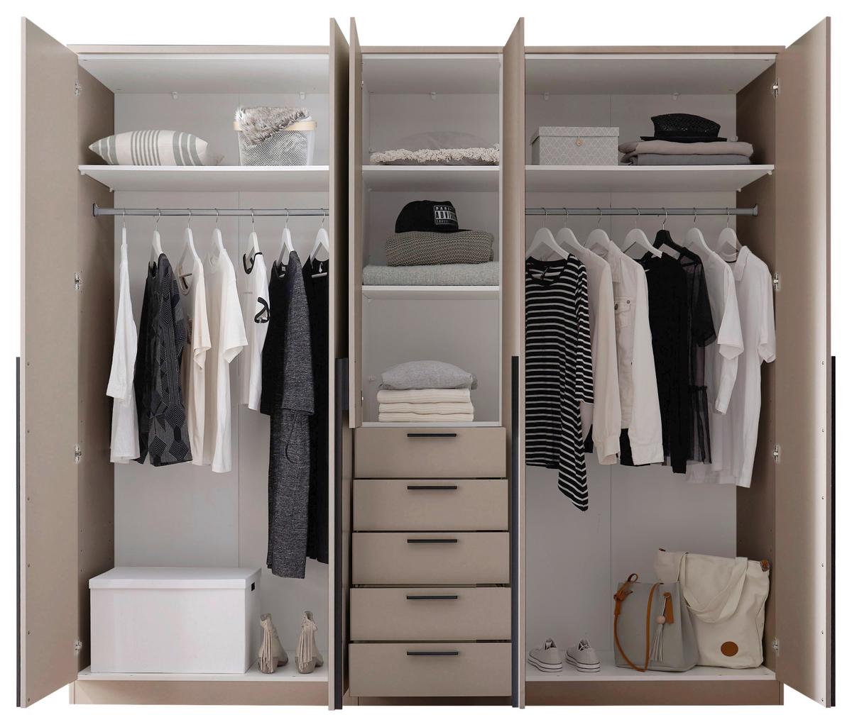 Drehtürenschrank mit Schubladen 225cm Arnis - Kaschmir, KONVENTIONELL, Holzwerkstoff (225/210/52cm) - James Wood