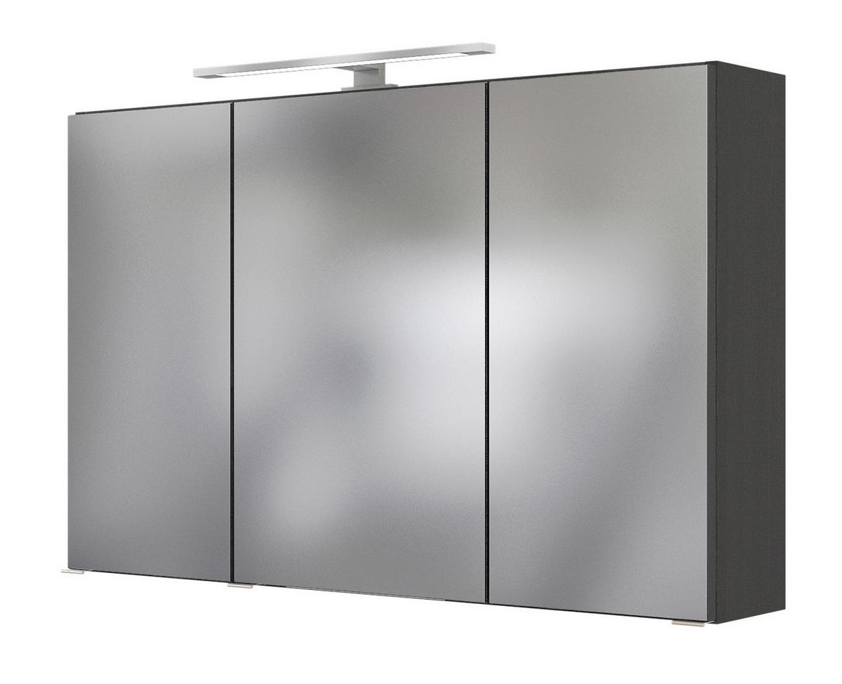 Badmöbel-set 3-tlg. Inkl. Led Arezzo B: 100cm, Eiche Dekor - Eichefarben/Silberfarben, Basics, Holzwerkstoff/Stein (100cm) - Held