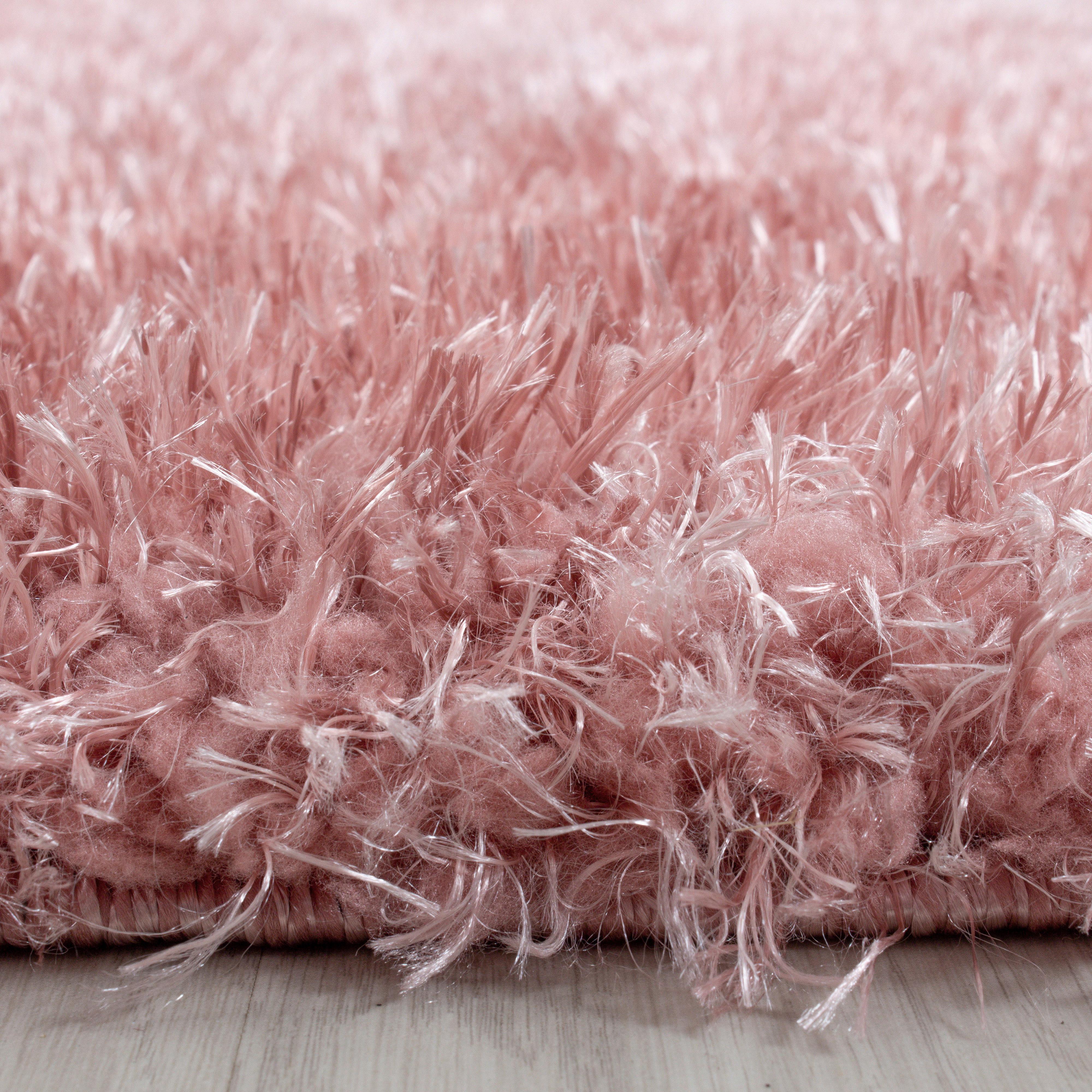 Hochflor Teppich Rosa Naturfaser Brilliant Ø 120 cm - Rosa, Basics, Textil (120cm)
