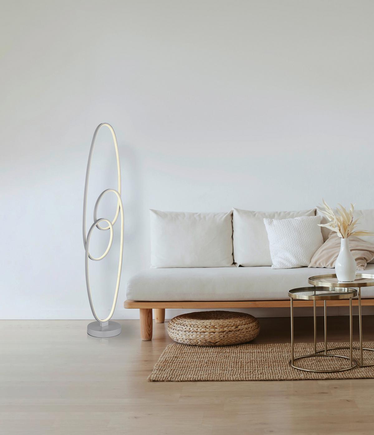 LED-Stehleuchte 67177-36sn - Transparent/Silberfarben, Design, Kunststoff/Metall (29/20/122cm) - Globo