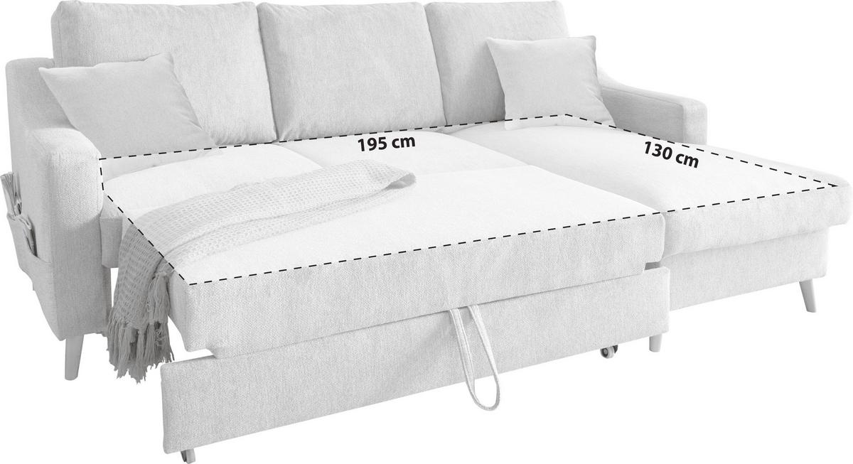 Ecksofa Valentina - Graubraun/Naturfarben, Design, Textil (228/150cm) - P & B