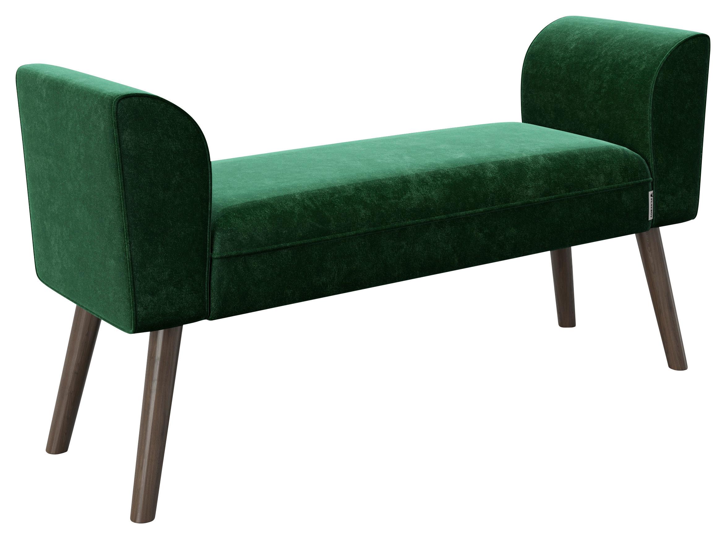Hockerbank Tiffany Samt Grün H: 54,50 cm - Walnussfarben/Grün, MODERN, Textil (92.7/54,5/30cm) - Playboy