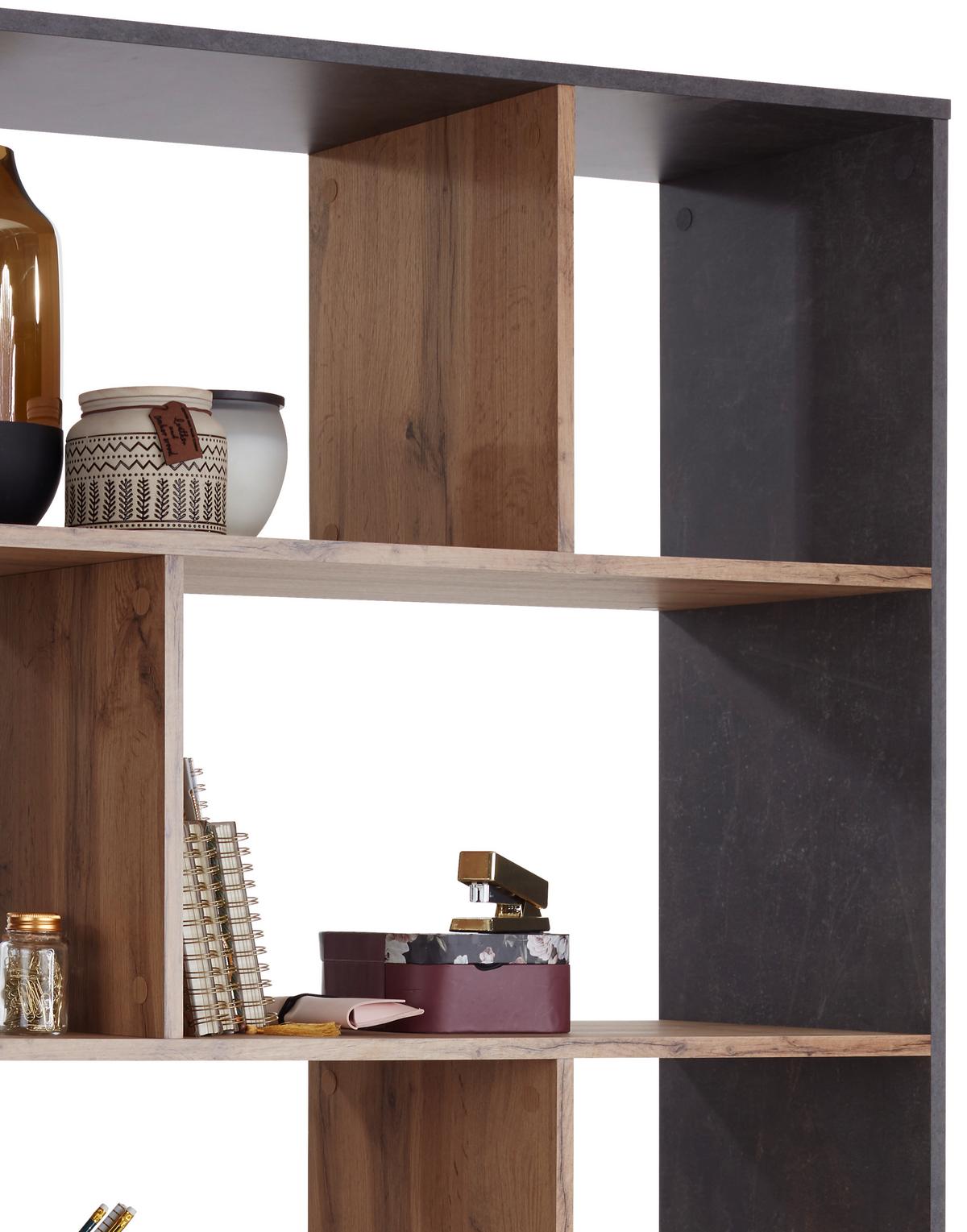 DĚLICÍ STĚNA ROBERTO - šedá/barvy dubu, Moderní, kompozitní dřevo (110/185/32cm)