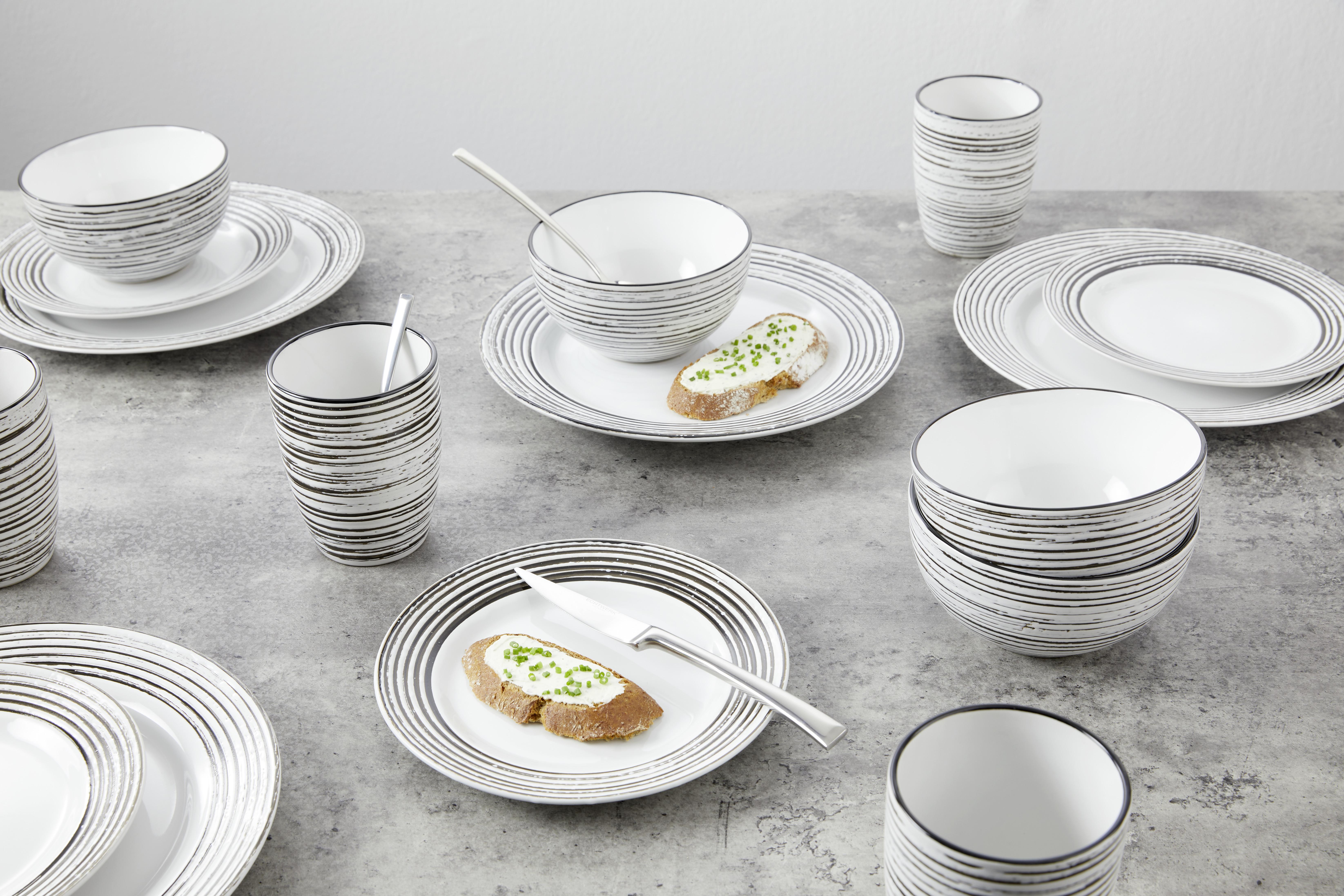 Kombiservice Gomera Schwarz/Weiß 16-teilig