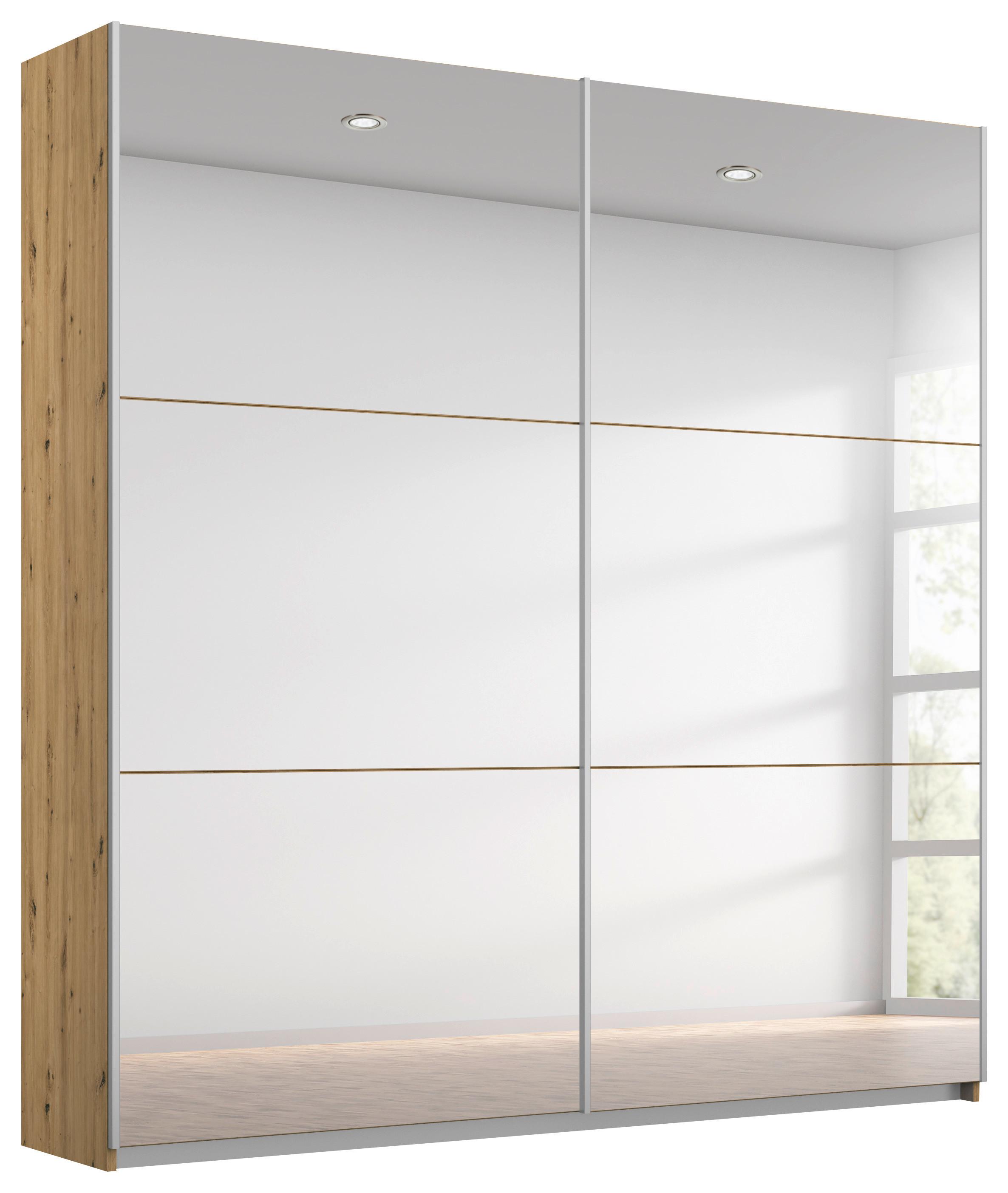 Schwebetürenschrank Reflect - Silberfarben/Eiche Artisan, MODERN, Glas/Holzwerkstoff (175/210/59cm)