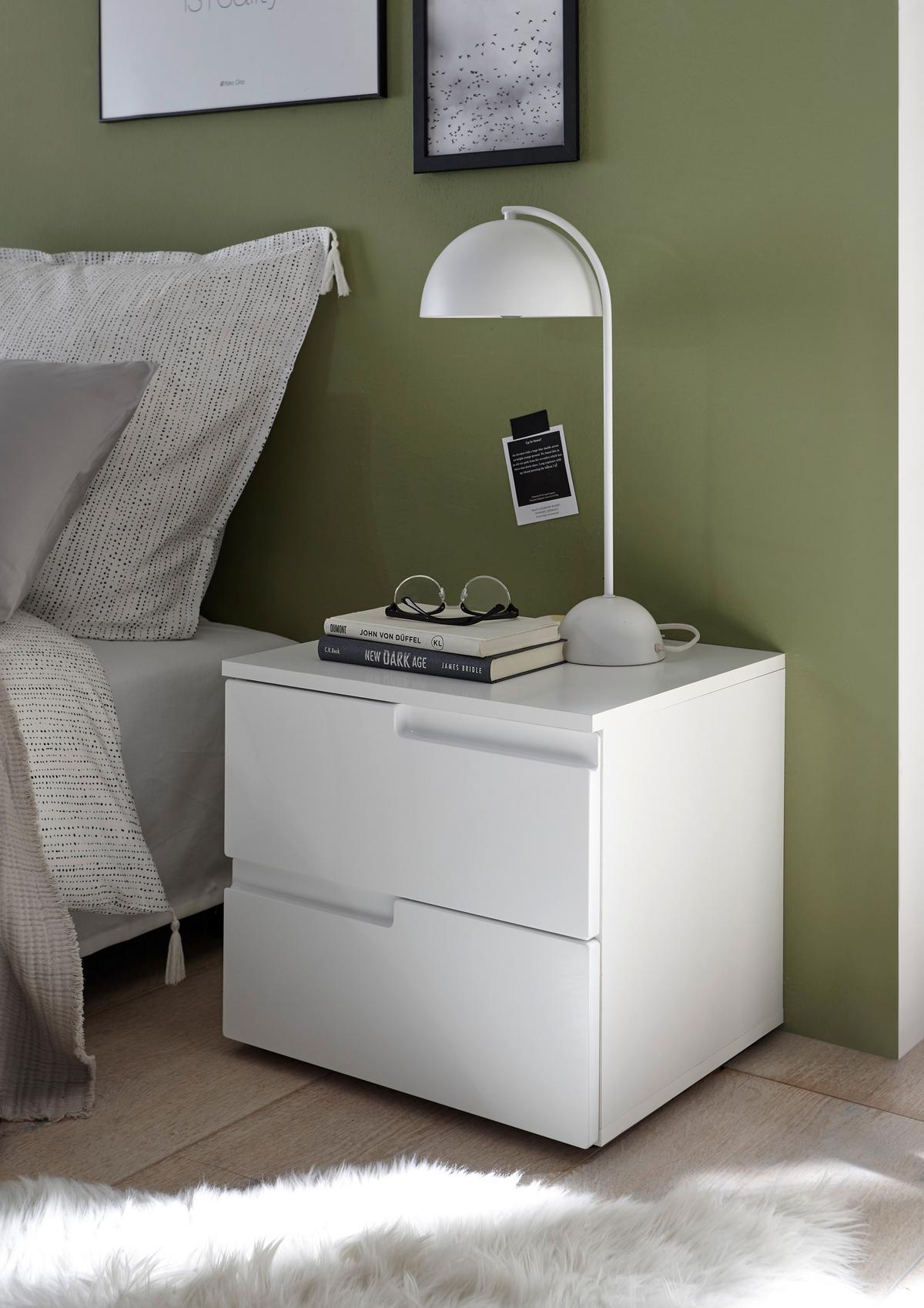 Nachtkästchen Weiß H: 41,7 Cm, Spice 2 - Weiß Hochglanz/Schwarz, MODERN, Holzwerkstoff (46,2/41,7/40cm)