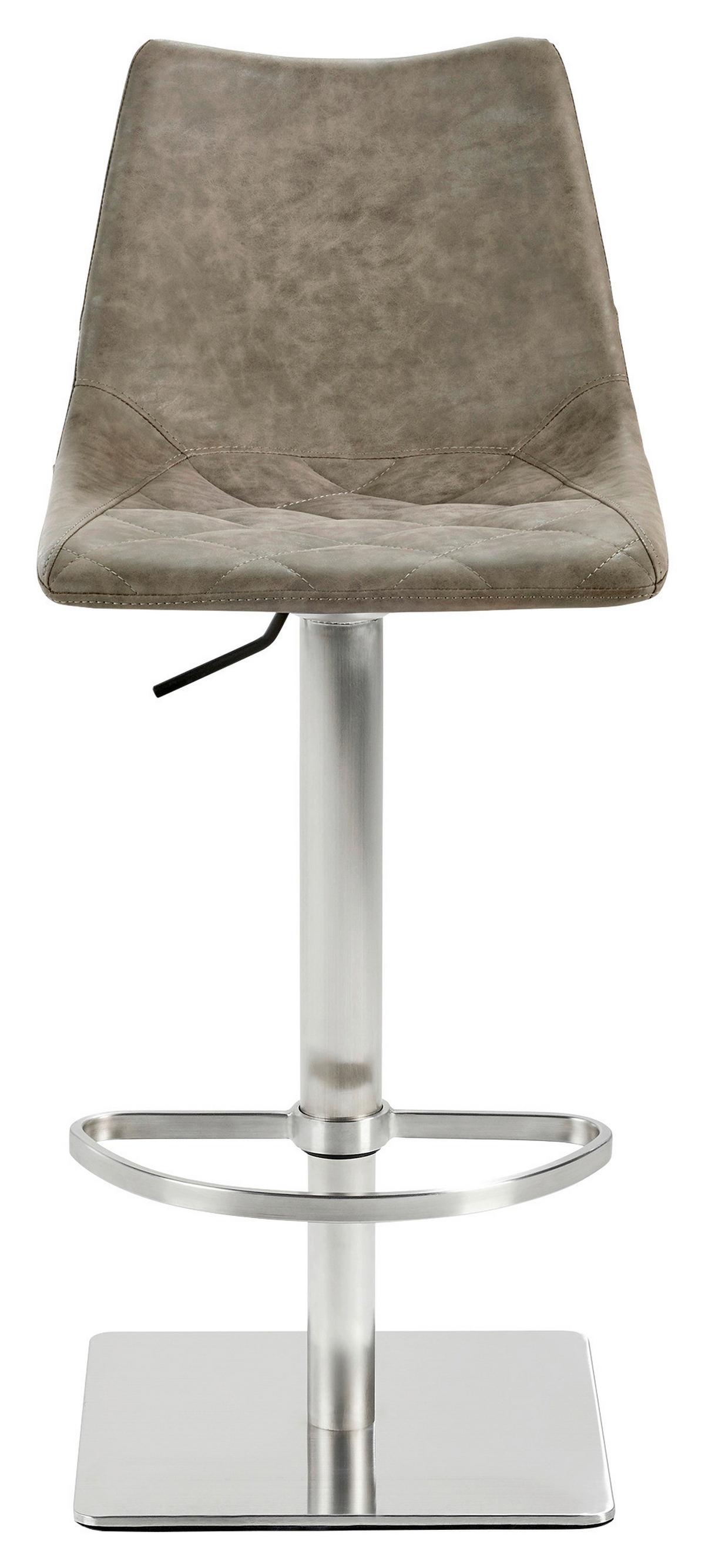 Tresenstuhl My Tobi Schlamm, Höhenverstellbar Und Drehbar - Edelstahlfarben/Schlammfarben, KONVENTIONELL, Holz/Textil (43/85-110/50cm) - Livetastic